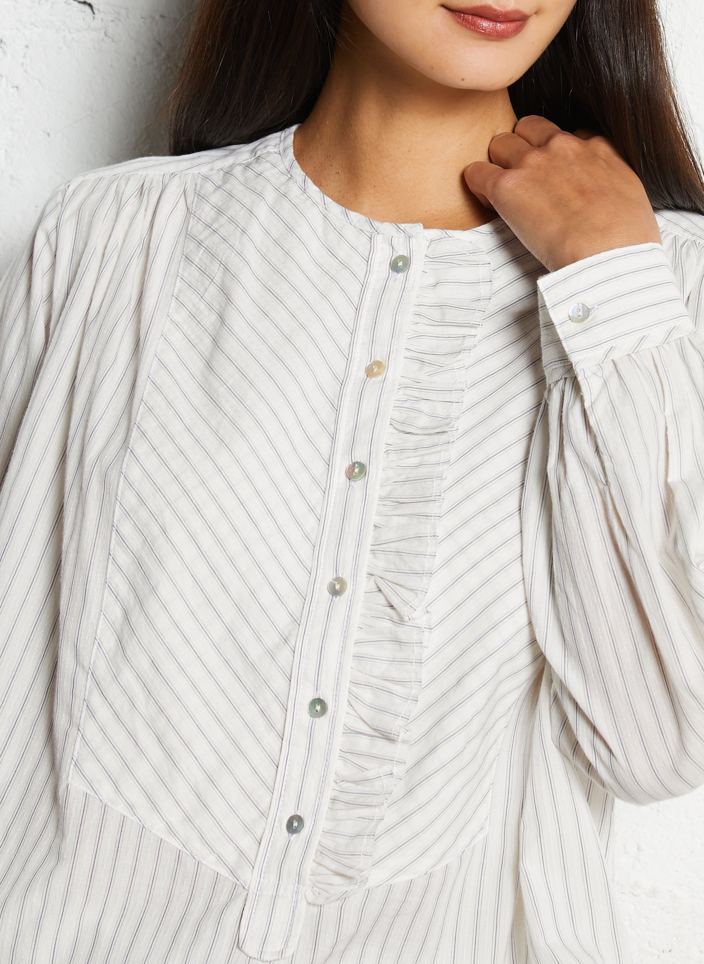 Oversized striped shirt with ruffles HOD PARIS White
