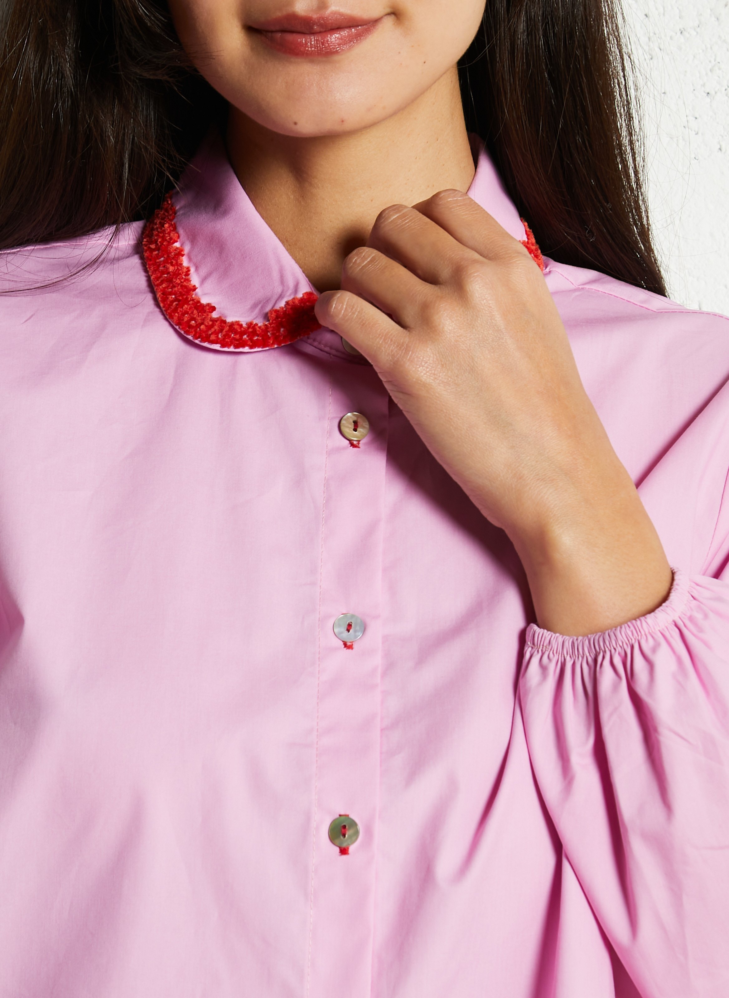 Chemise col claudine en coton DR BLOOM Rose