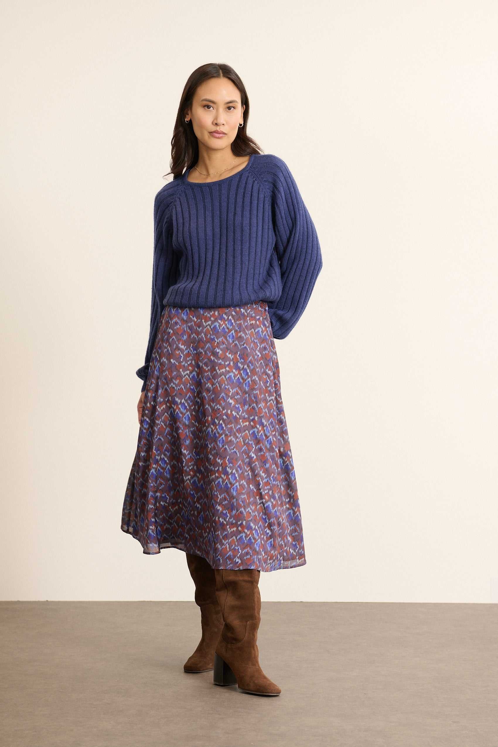 Anel printed midi skirt GARANCE PARIS Blue