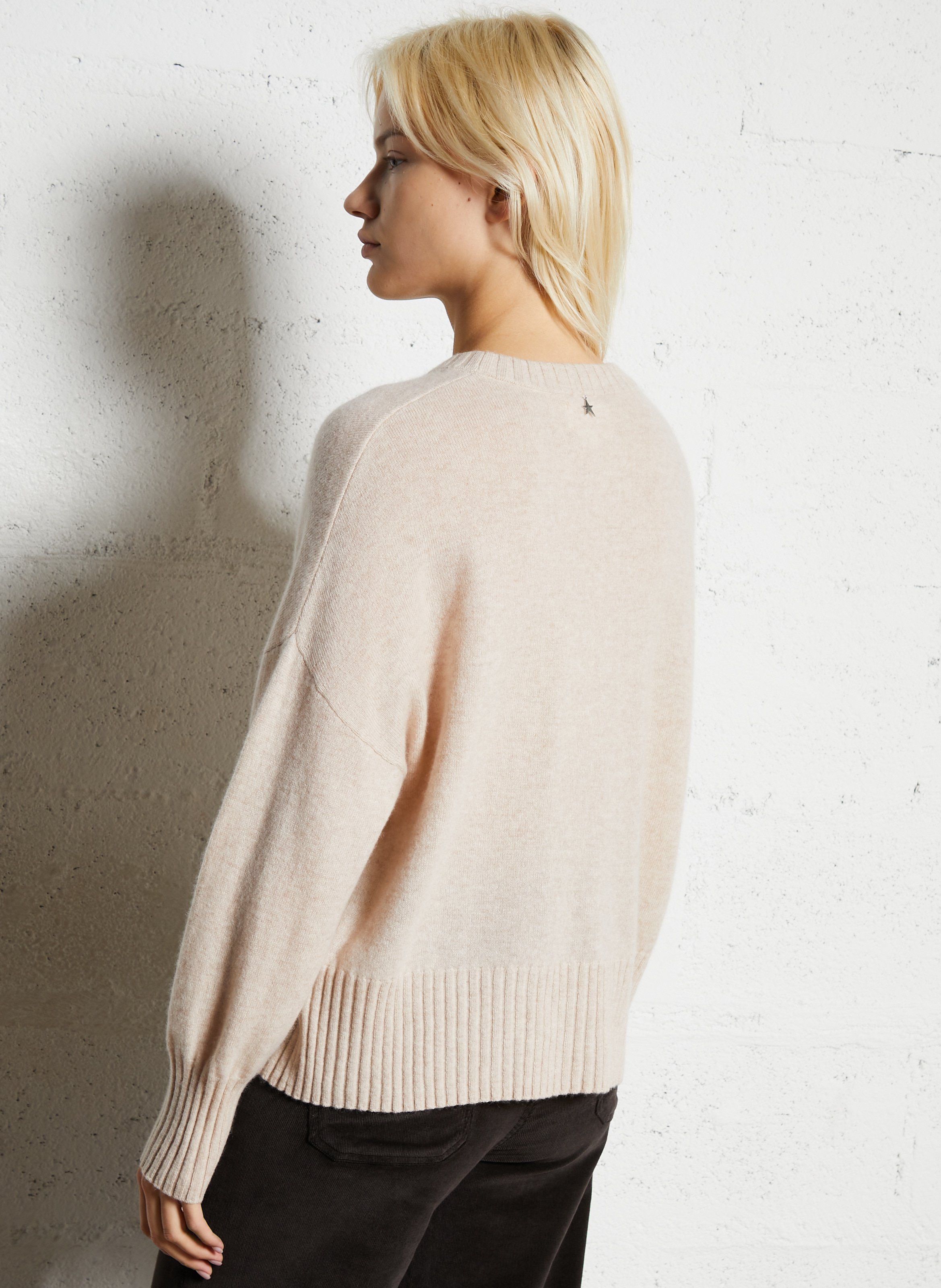 Pull oversize col rond en cachemire SUD EXPRESS Beige
