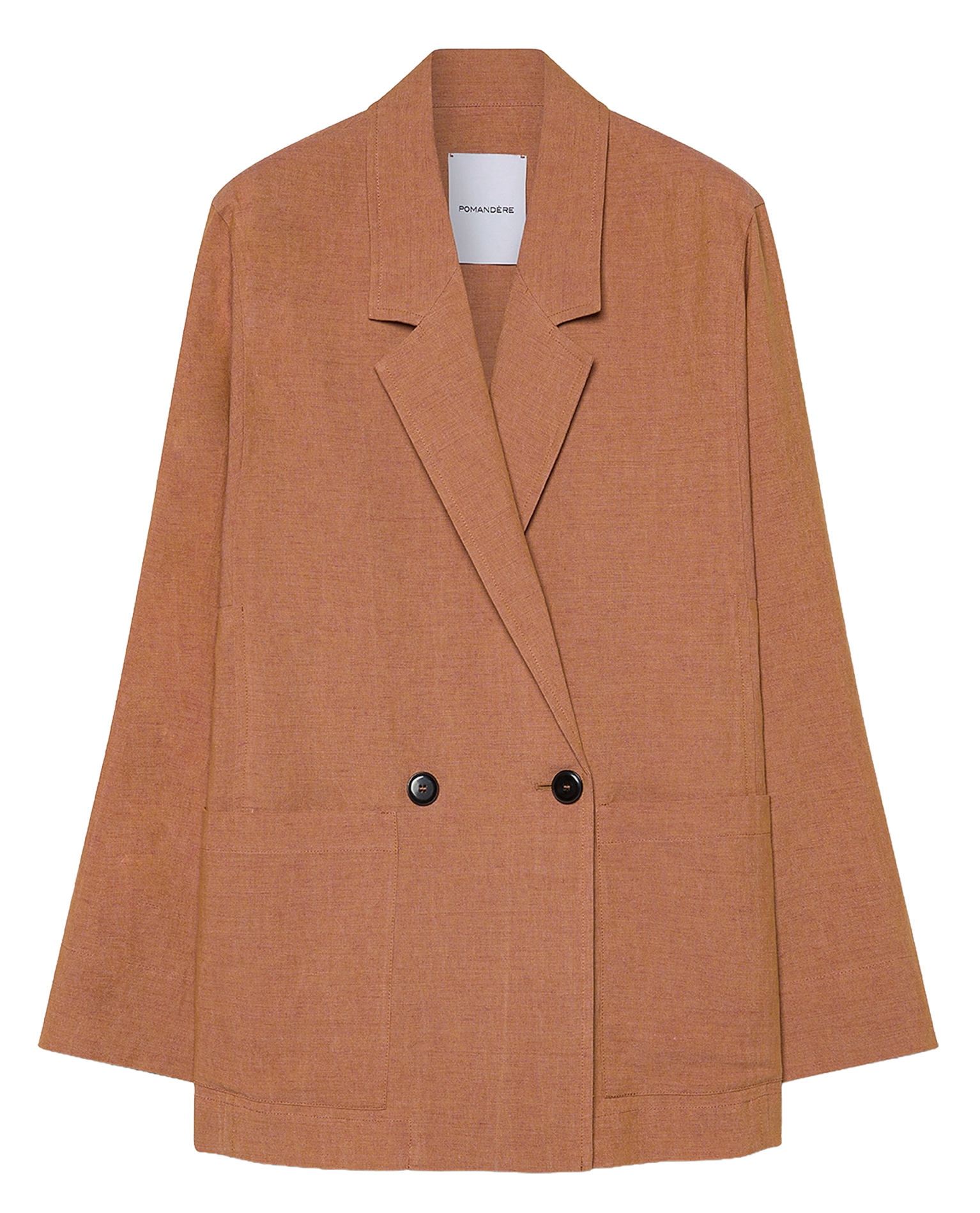 Jasje van linnen en katoen met een recht model POMANDERE Bruin