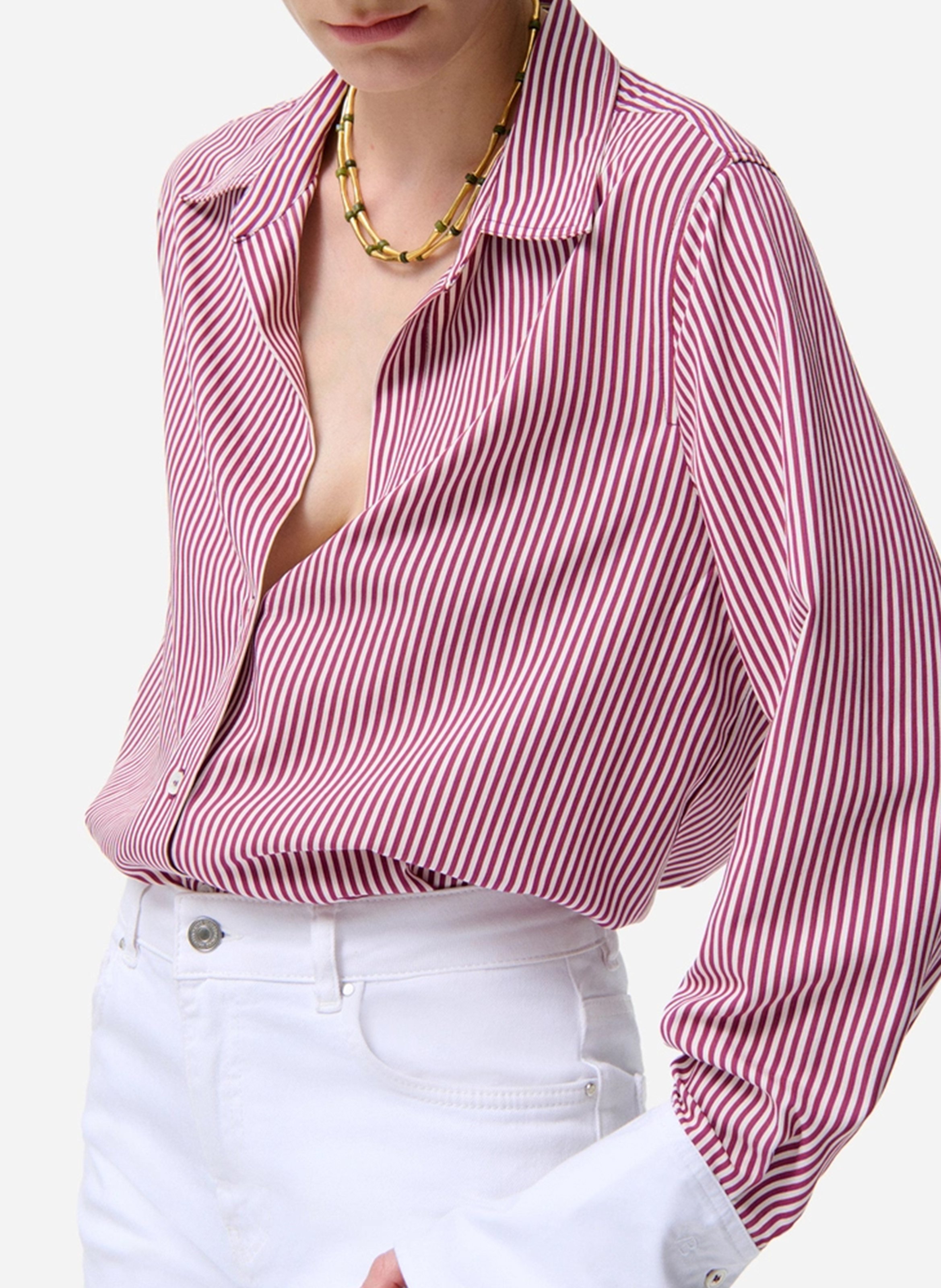 Oversized shirt with thin stripes VANESSA BRUNO Pink