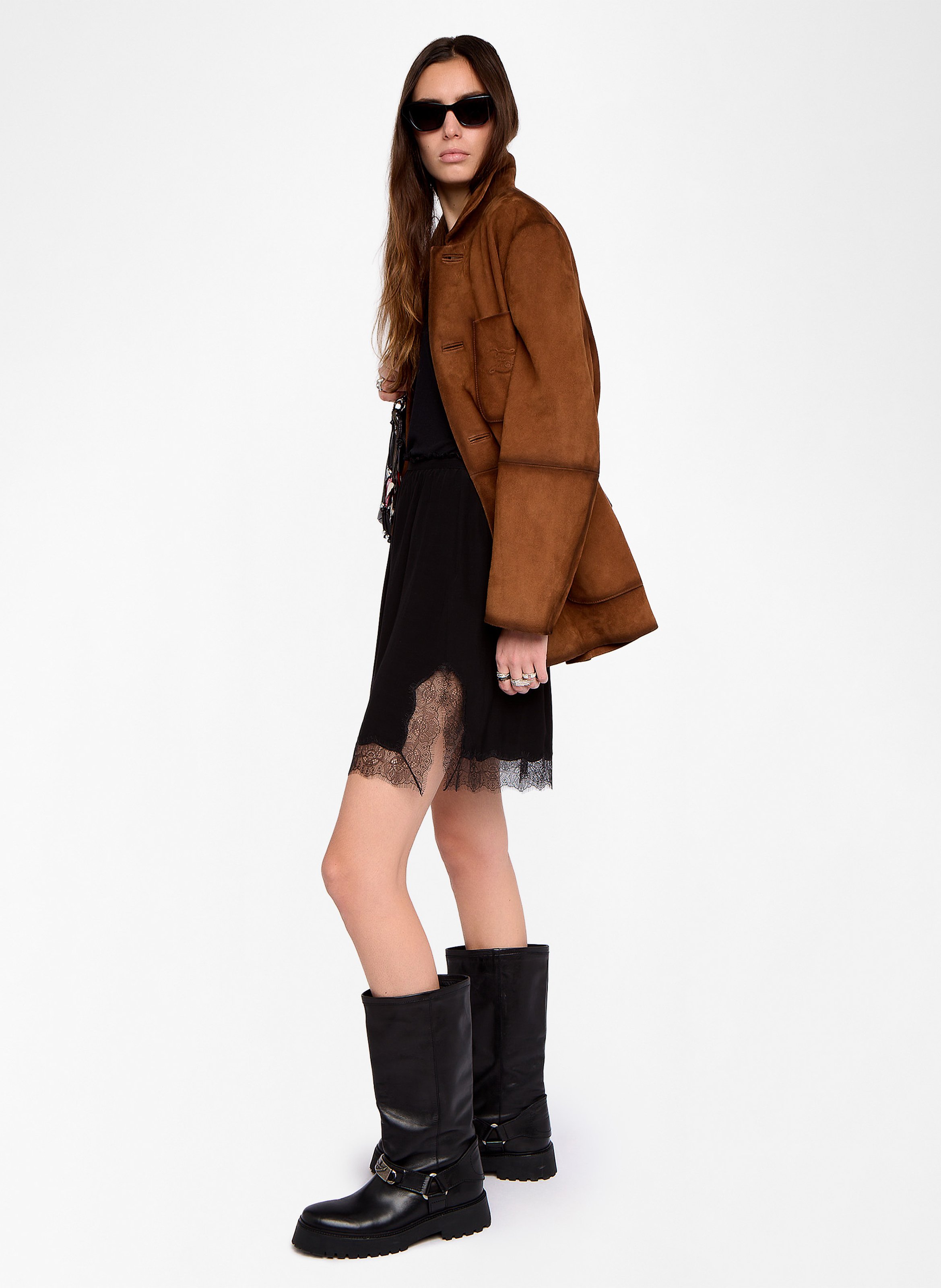 Jupe courte en dentelle ZADIG&amp;VOLTAIRE Noir