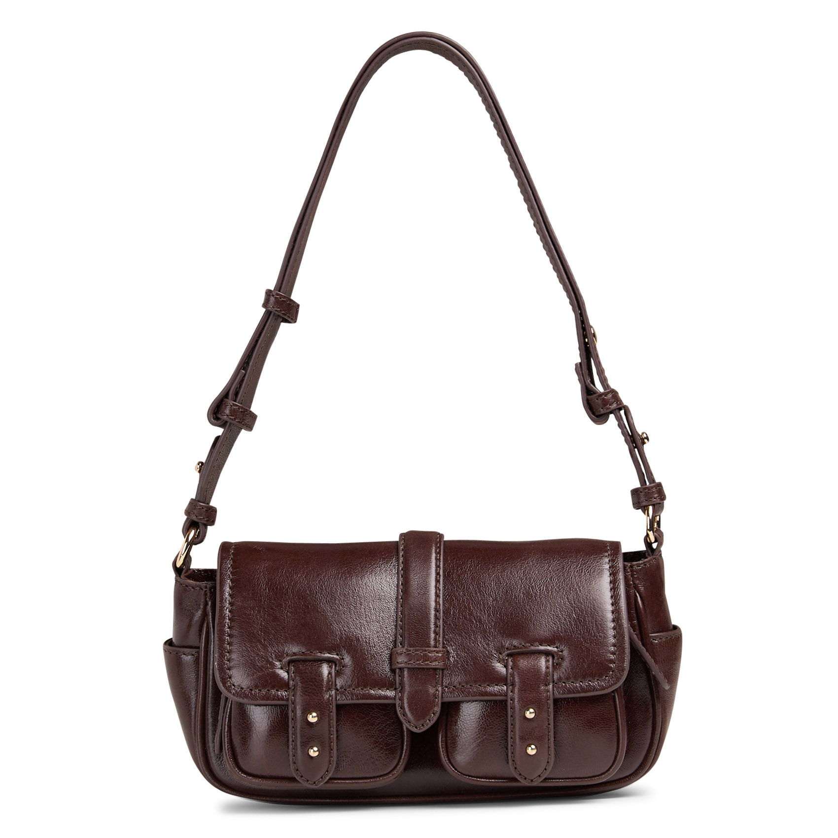 Patent leather shoulder bag PETITE MENDIGOTE Brown