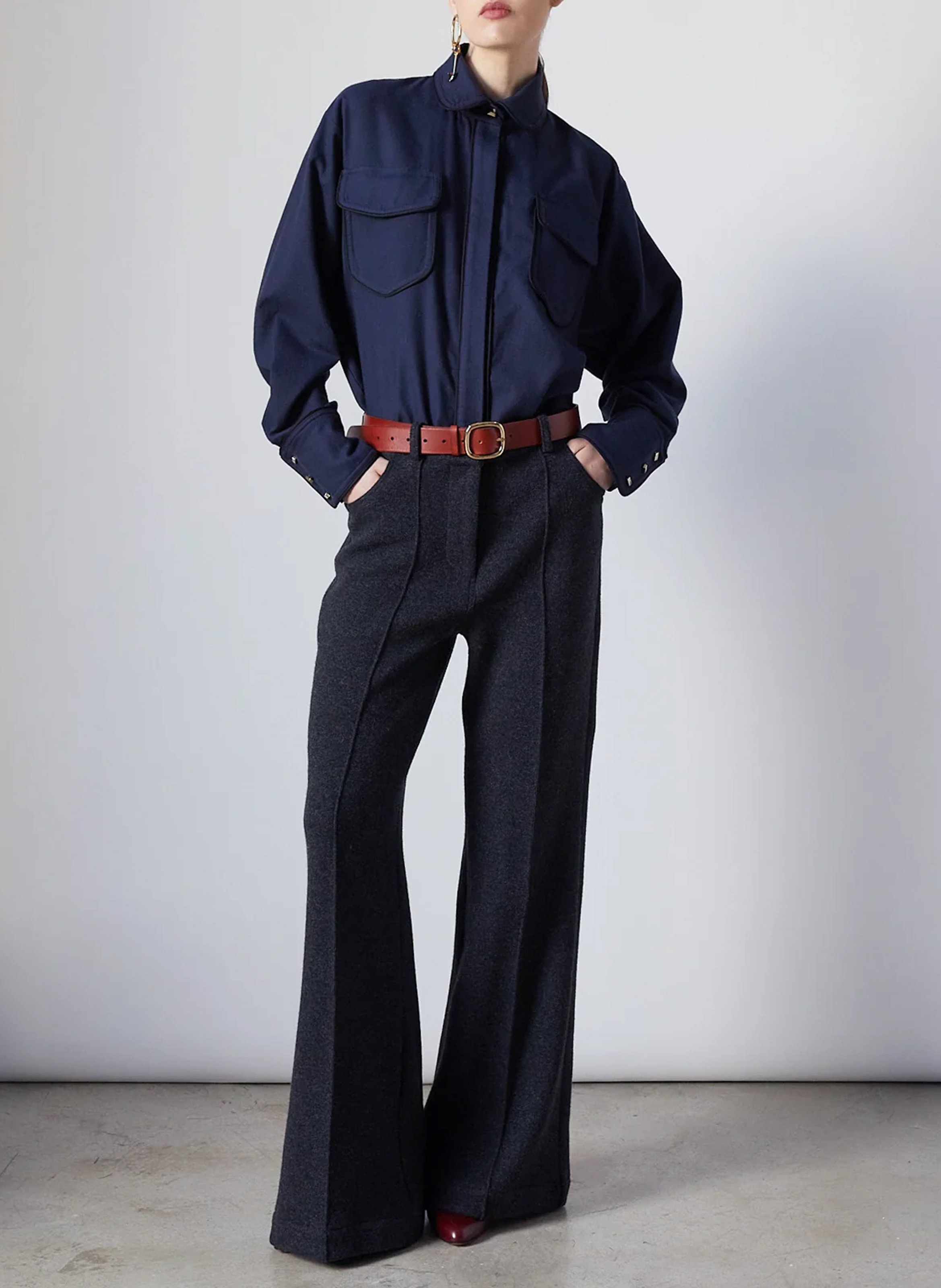 Chemise oversize col classique en coton THE LABEL EDITION Bleu