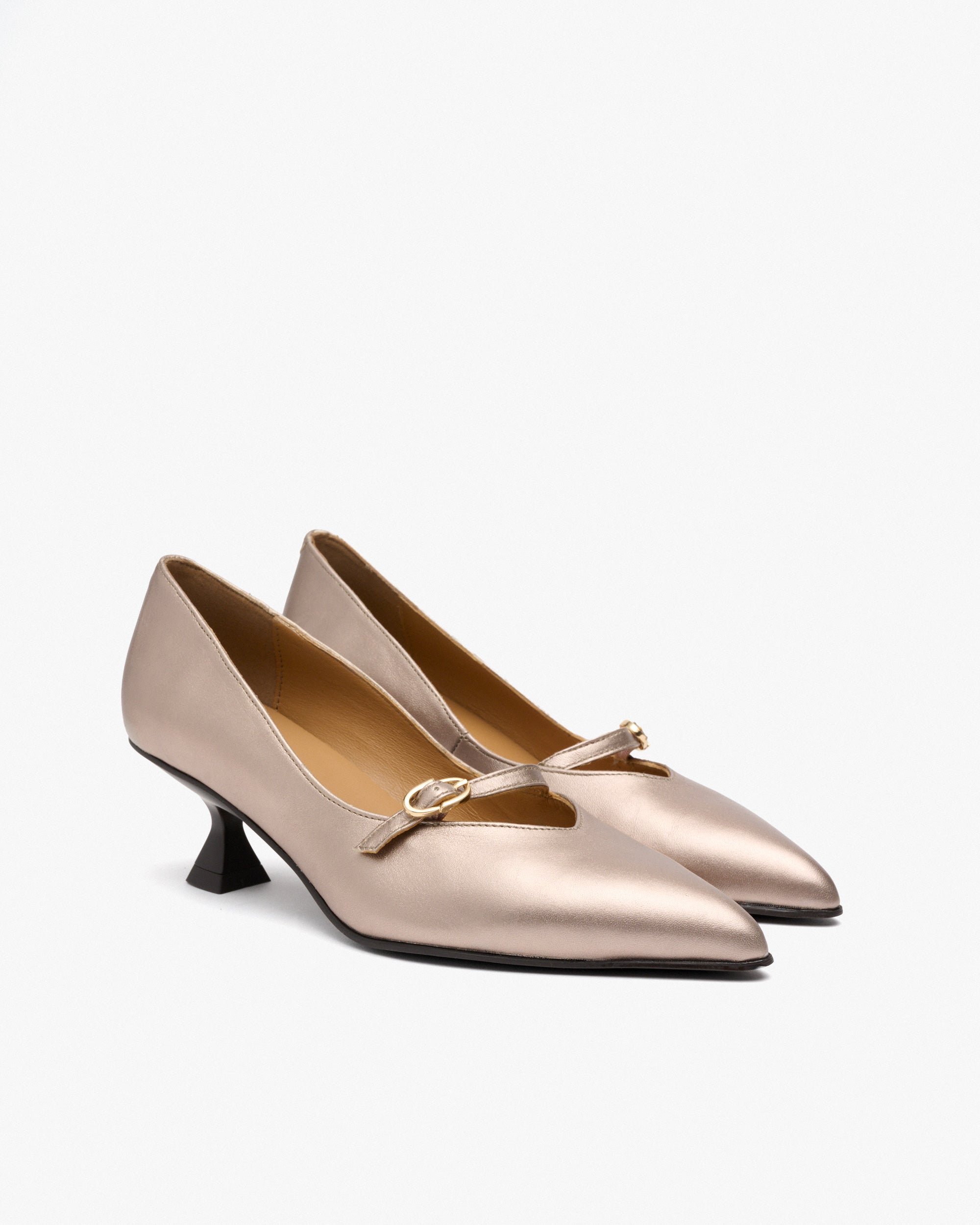 Camelia metallic leather high heels PEDRO MIRALLES Golden