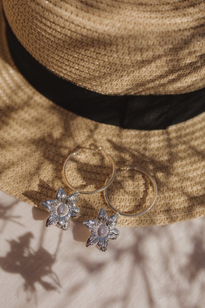 HESPÉRIS - small silver-plated flower hoop earrings MONSIEUR SIMONE Silver