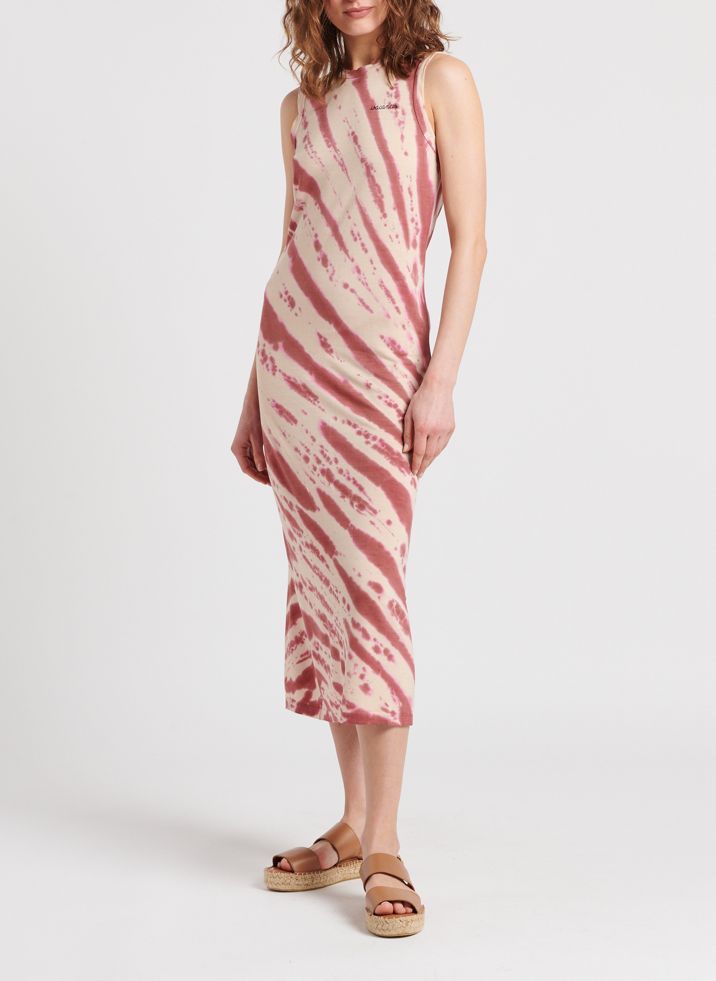 Lange, straight-fit jurk met ronde hals en print MAISON LABICHE Paars