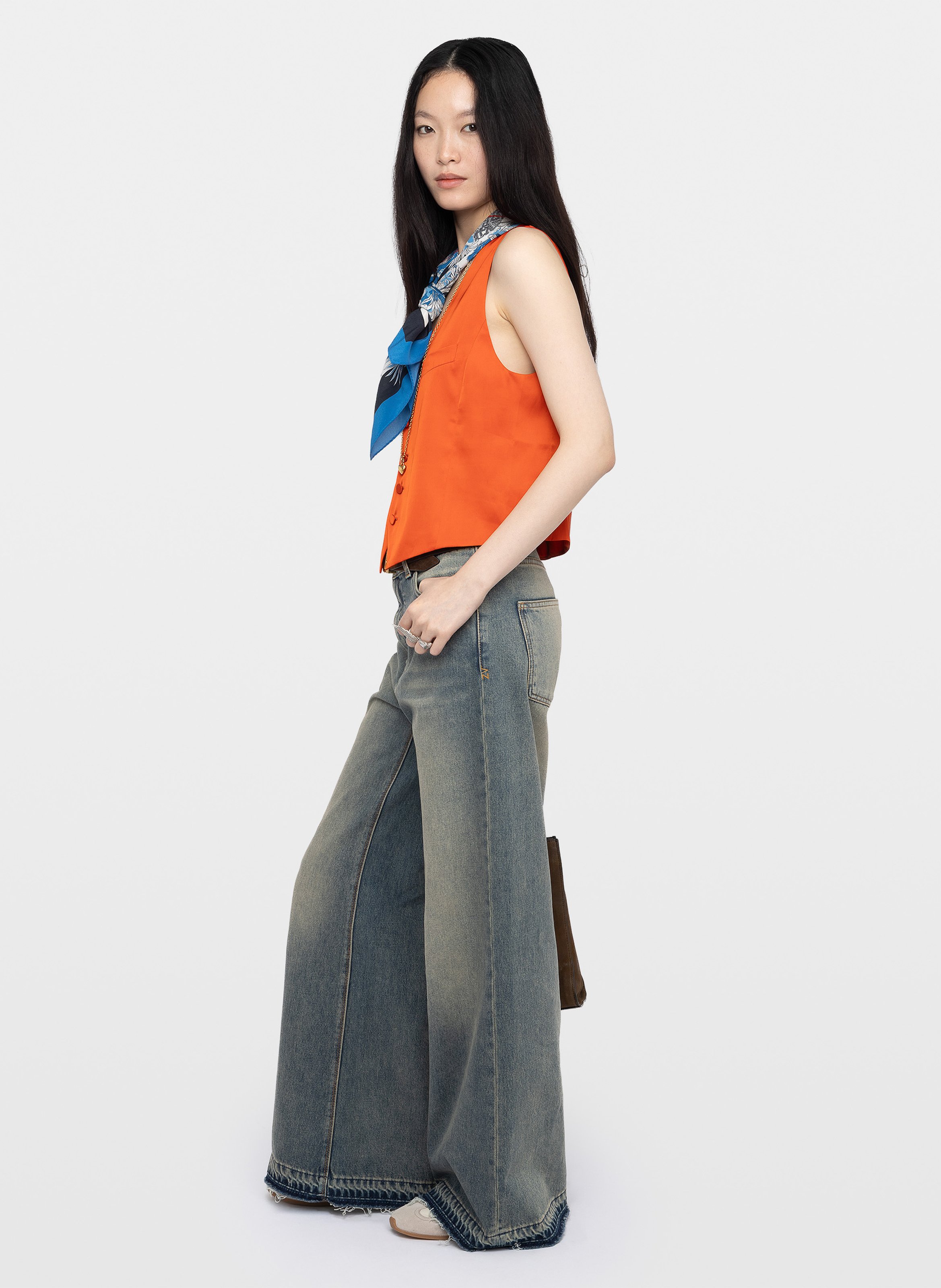 Gilet de costume col V en satin ZADIG&VOLTAIRE Orange