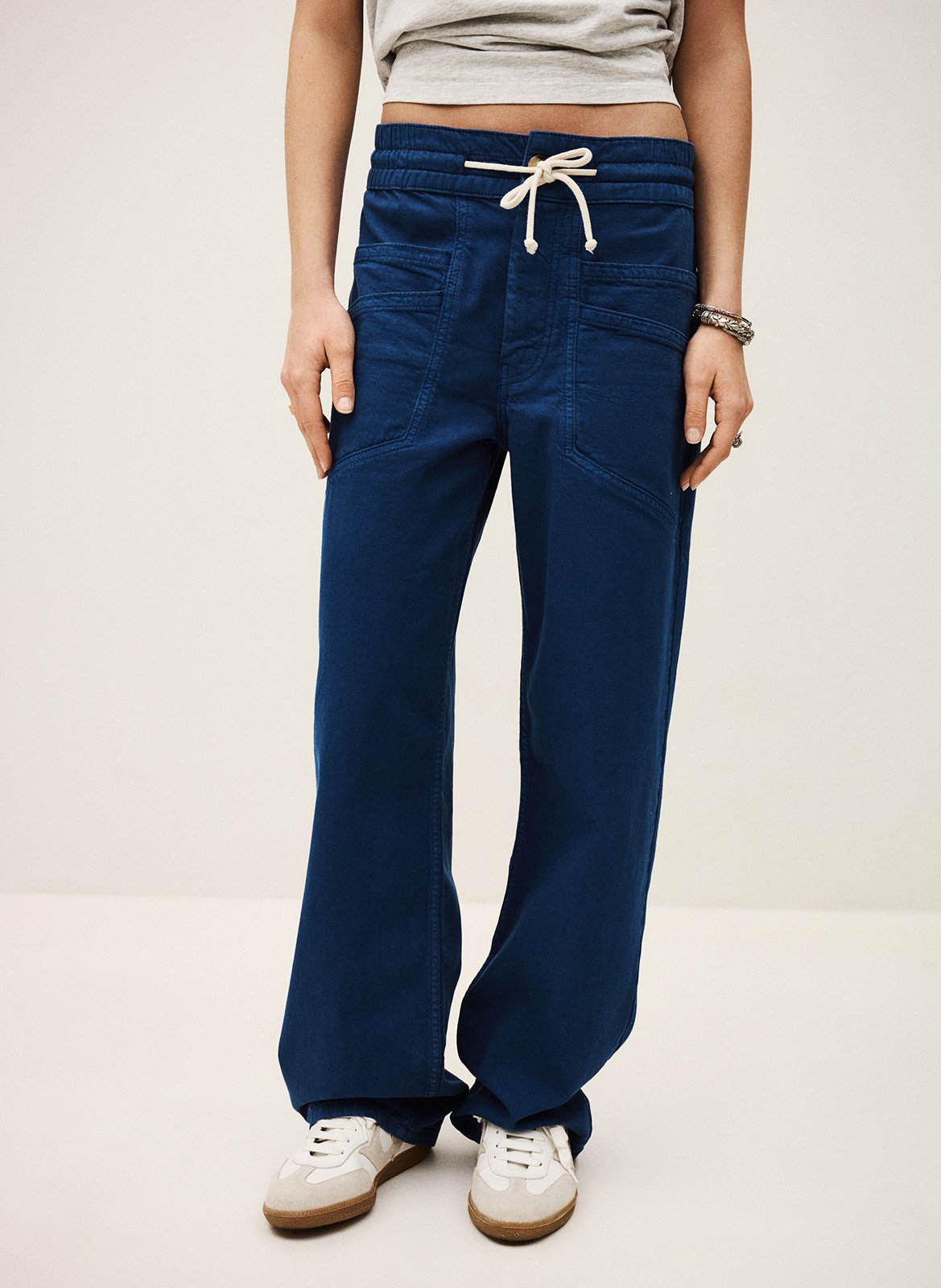 Pantalon droit en coton mélangé BA&SH Bleu