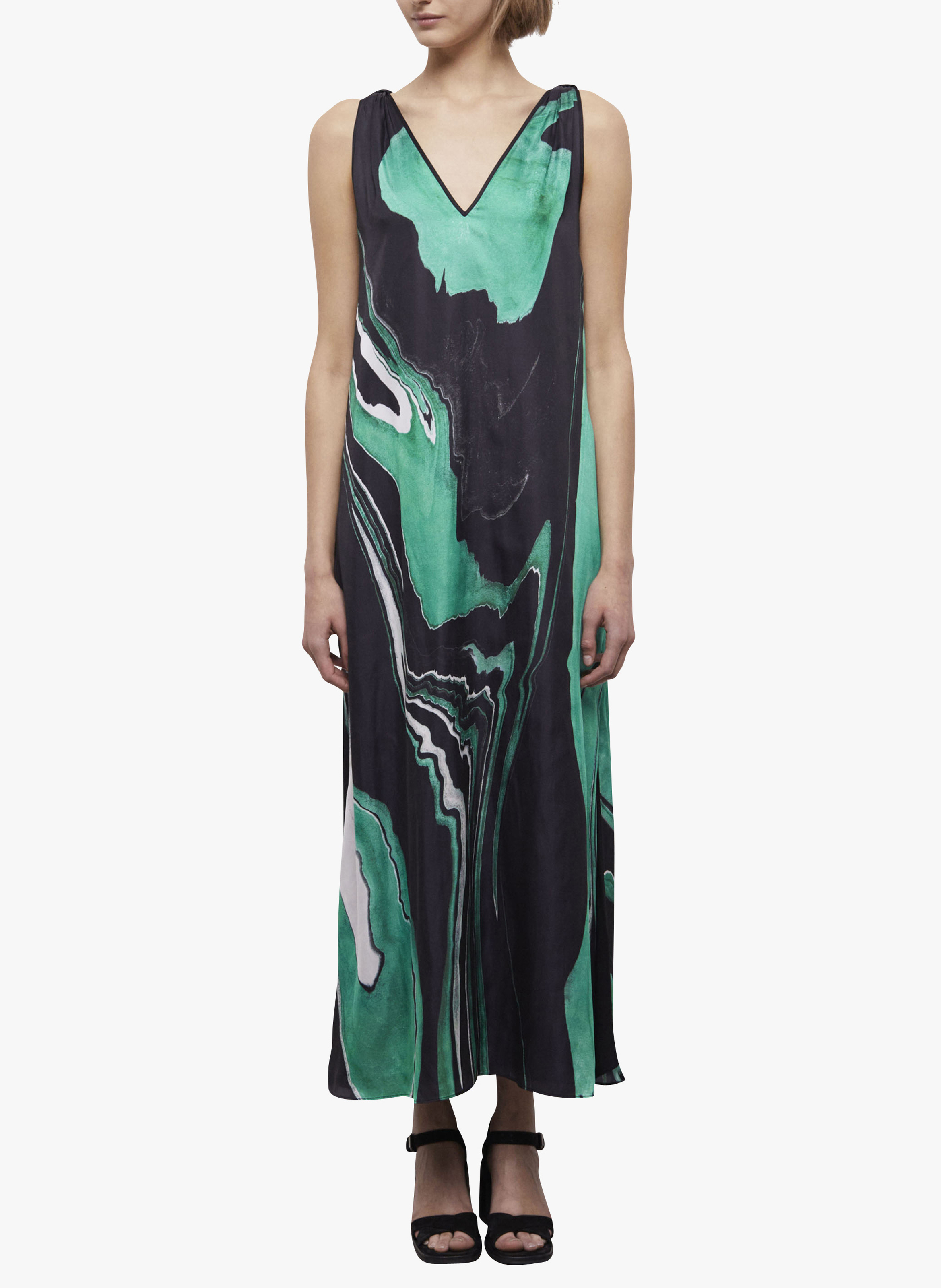 Robe longue col V imprimé marbre  THE KOOPLES Vert