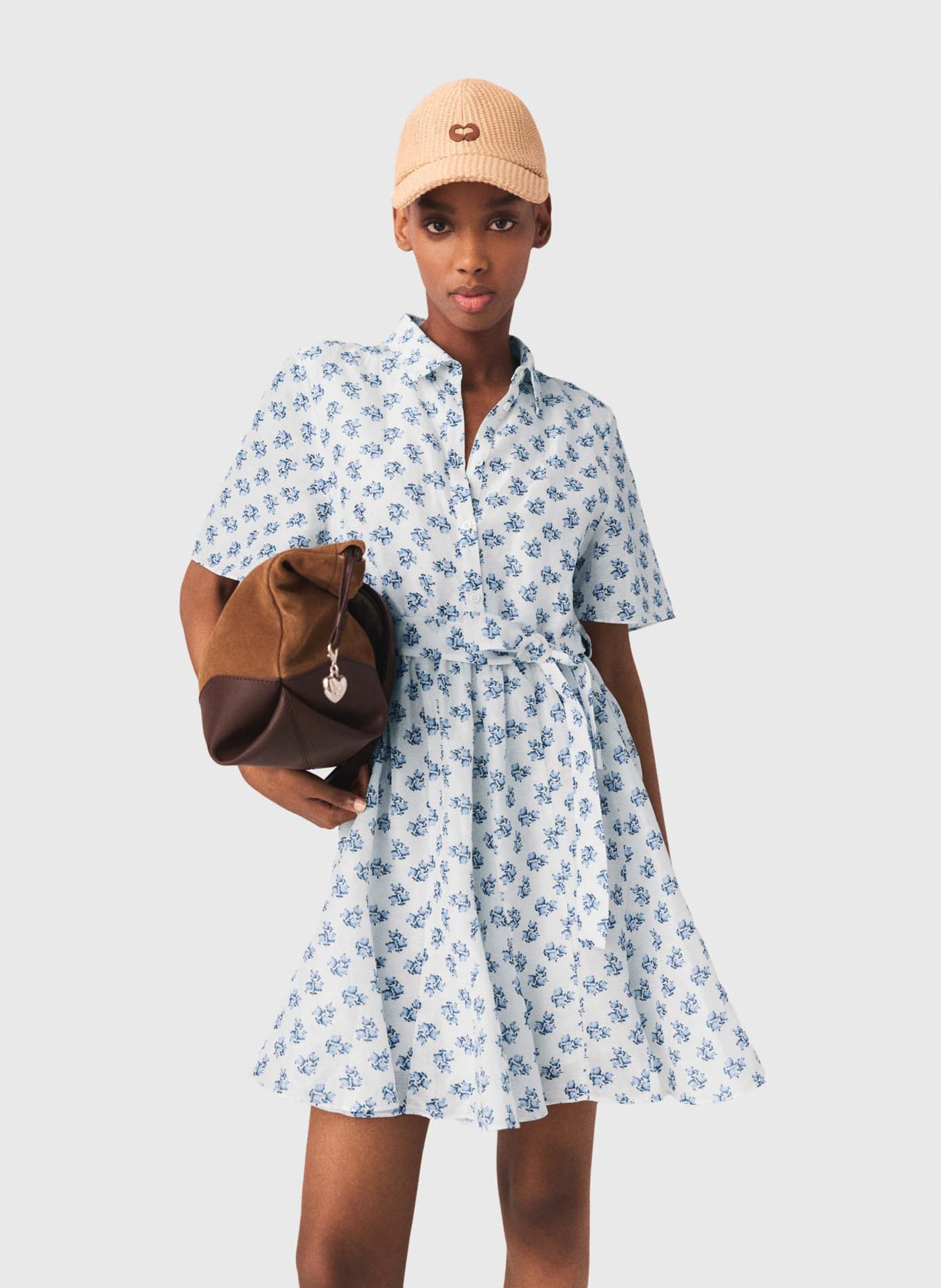 Gerende jurk met print MAJE Blauw