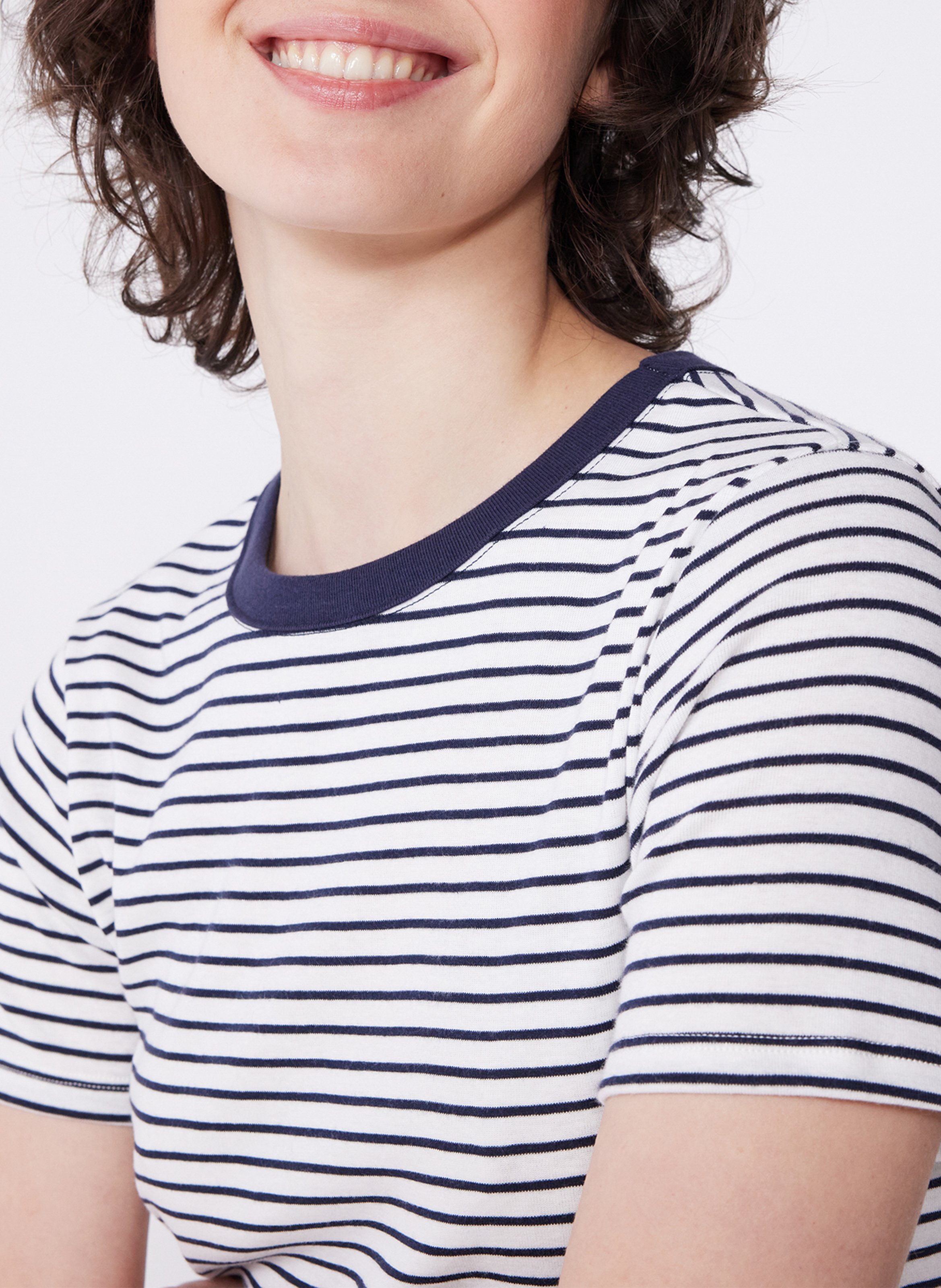 Tee-shirt droit col rond en coton rayé PETIT BATEAU Multicolore