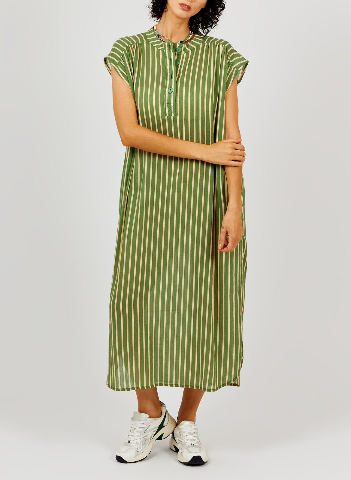 Wijdvallende jurk van biologisch katoen A.P Kaki