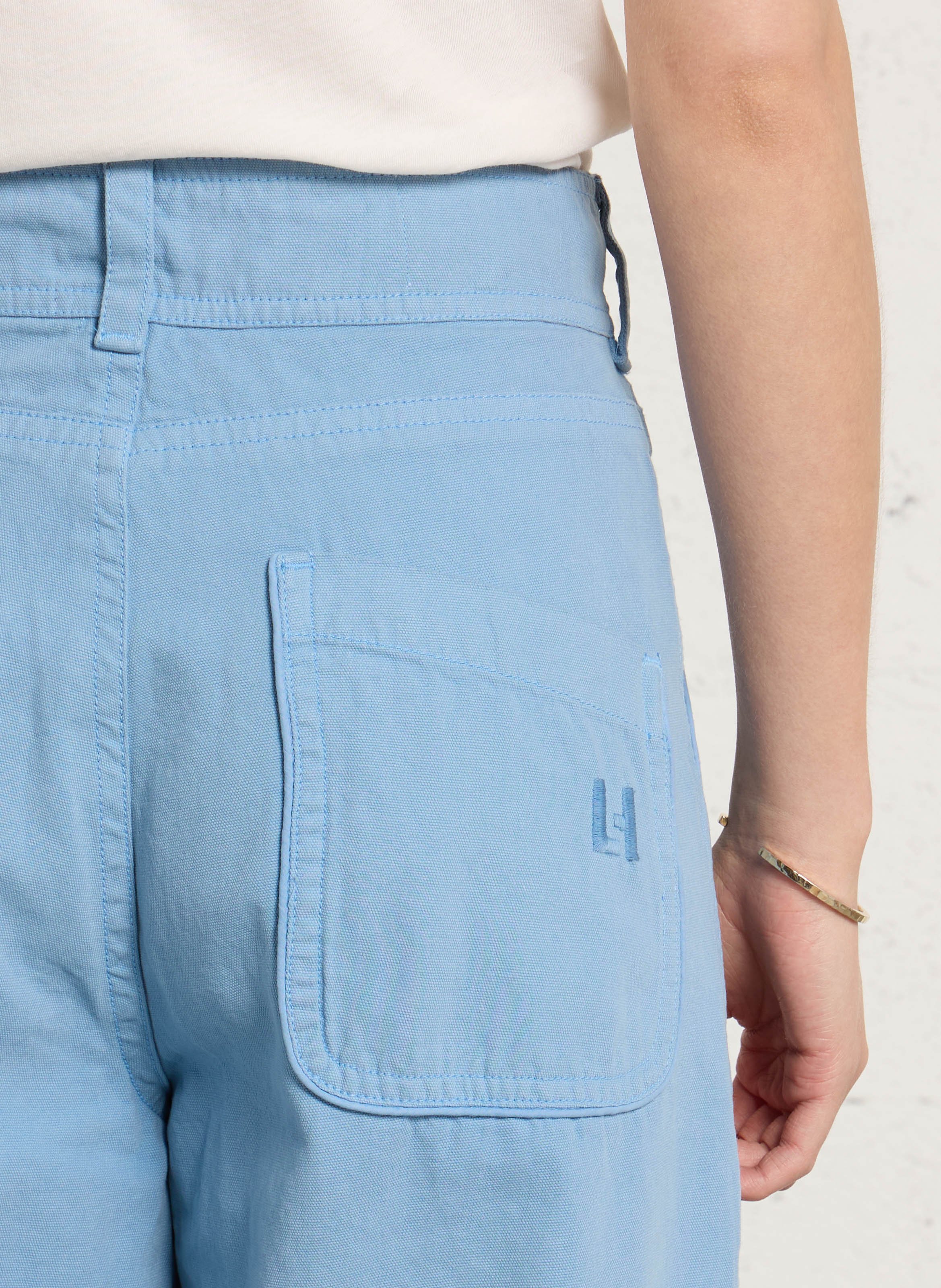 Weit geschnittene Taillenhose aus Baumwolle LEON & HARPER Blau