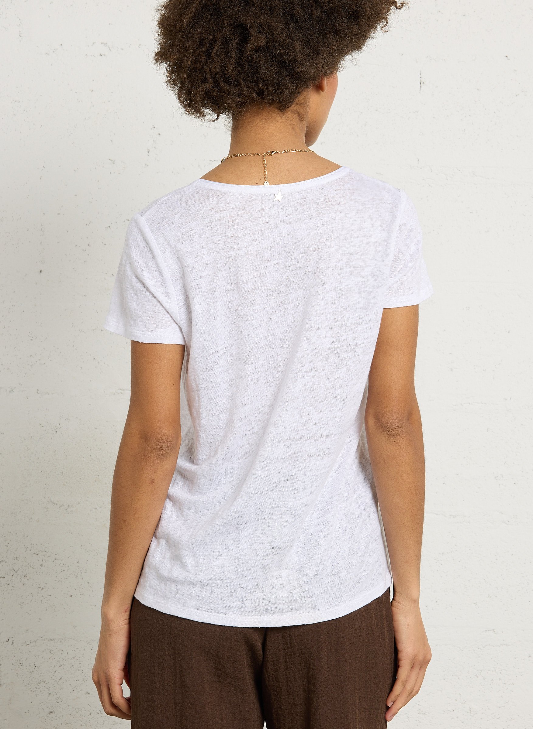 Tee-shirt col rond en lin SUD EXPRESS Blanc