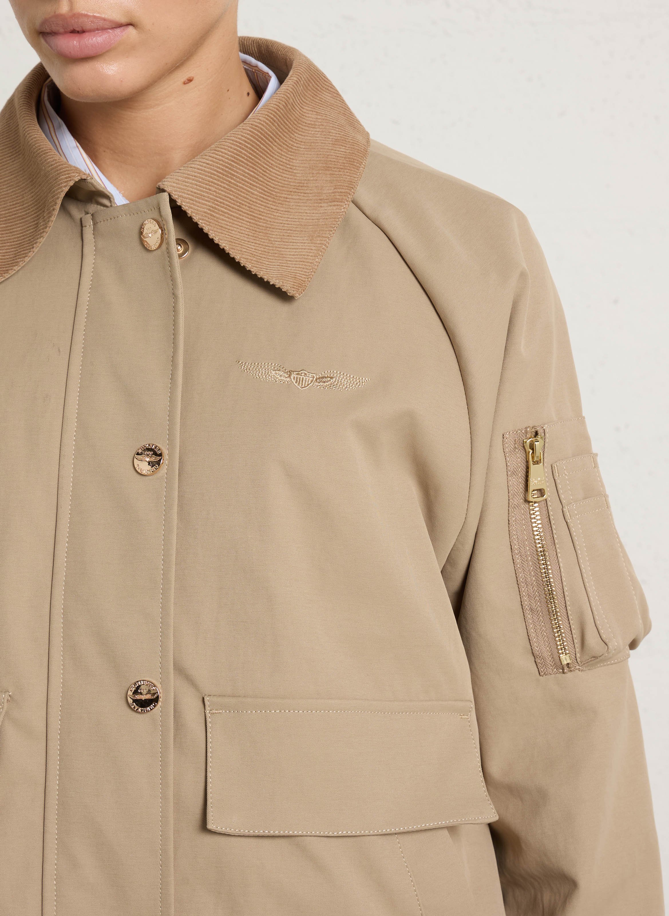 Straight cotton jacket with classic collar BOMBERS ORIGINAL Beige