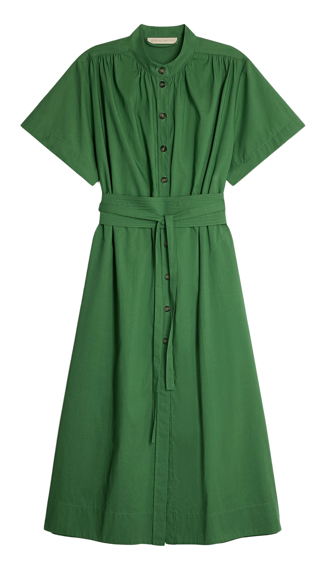 Robe midi col rond ceinturée unie VANESSA BRUNO Green