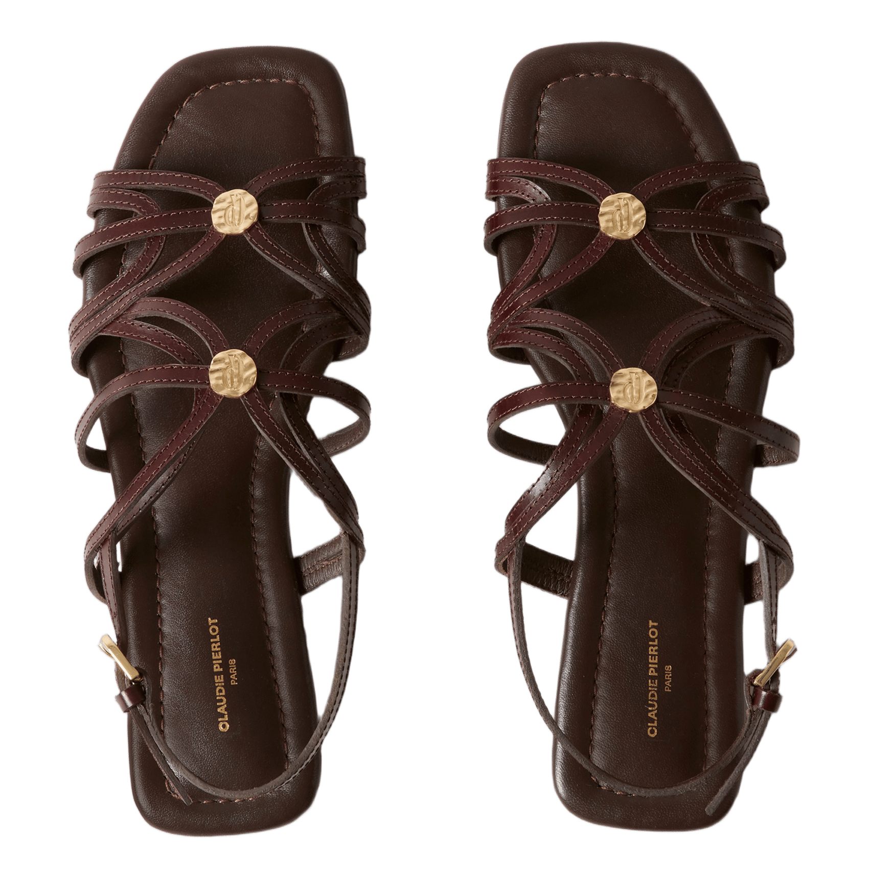 Sandales en cuir lisse à brides CLAUDIE PIERLOT Marron