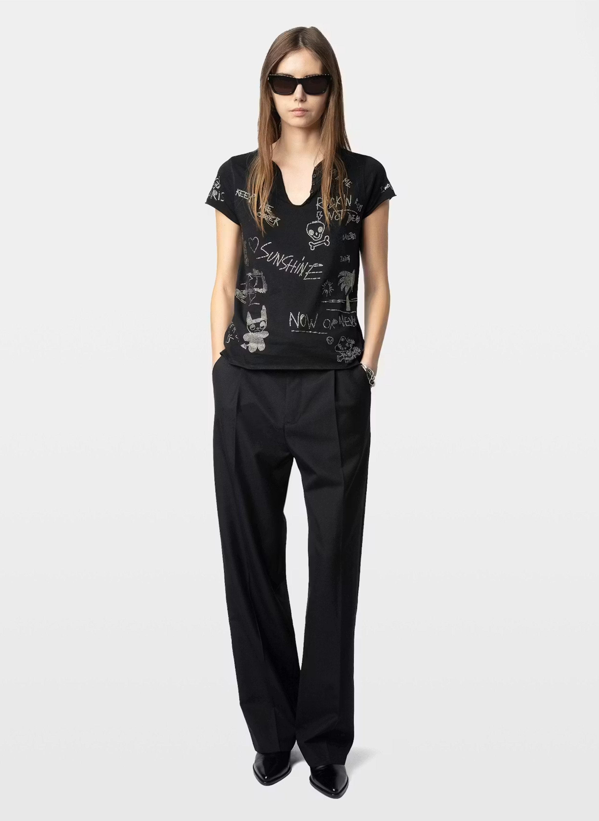 Tee-shirt tunisien en coton ZADIG&VOLTAIRE Noir