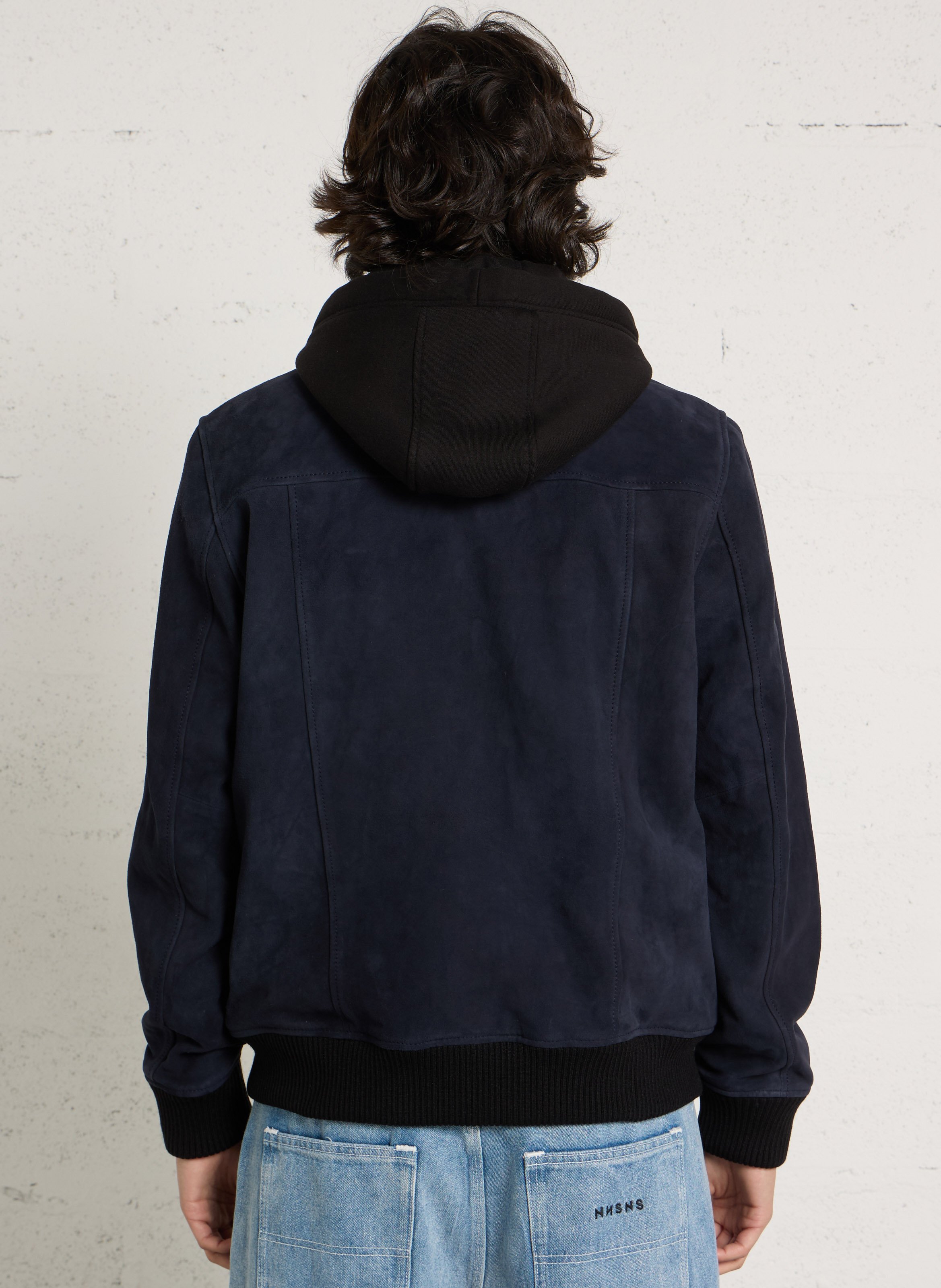 Leren jasje met teddykraag CHEVIGNON Blauw
