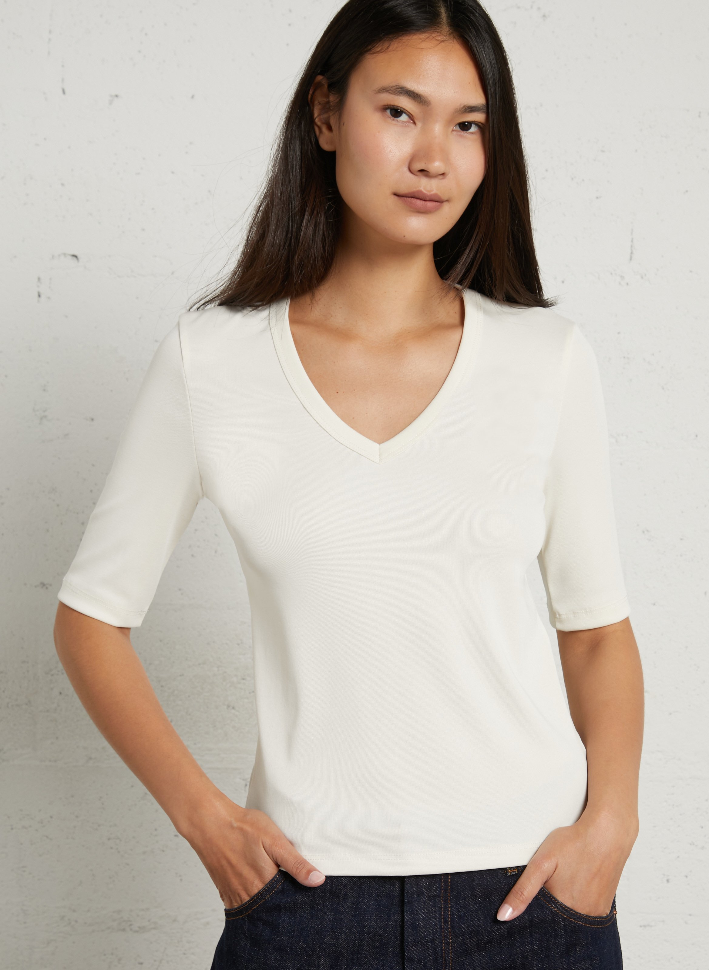 Straight-fit T-shirt met V-hals IMPERIAL Beige