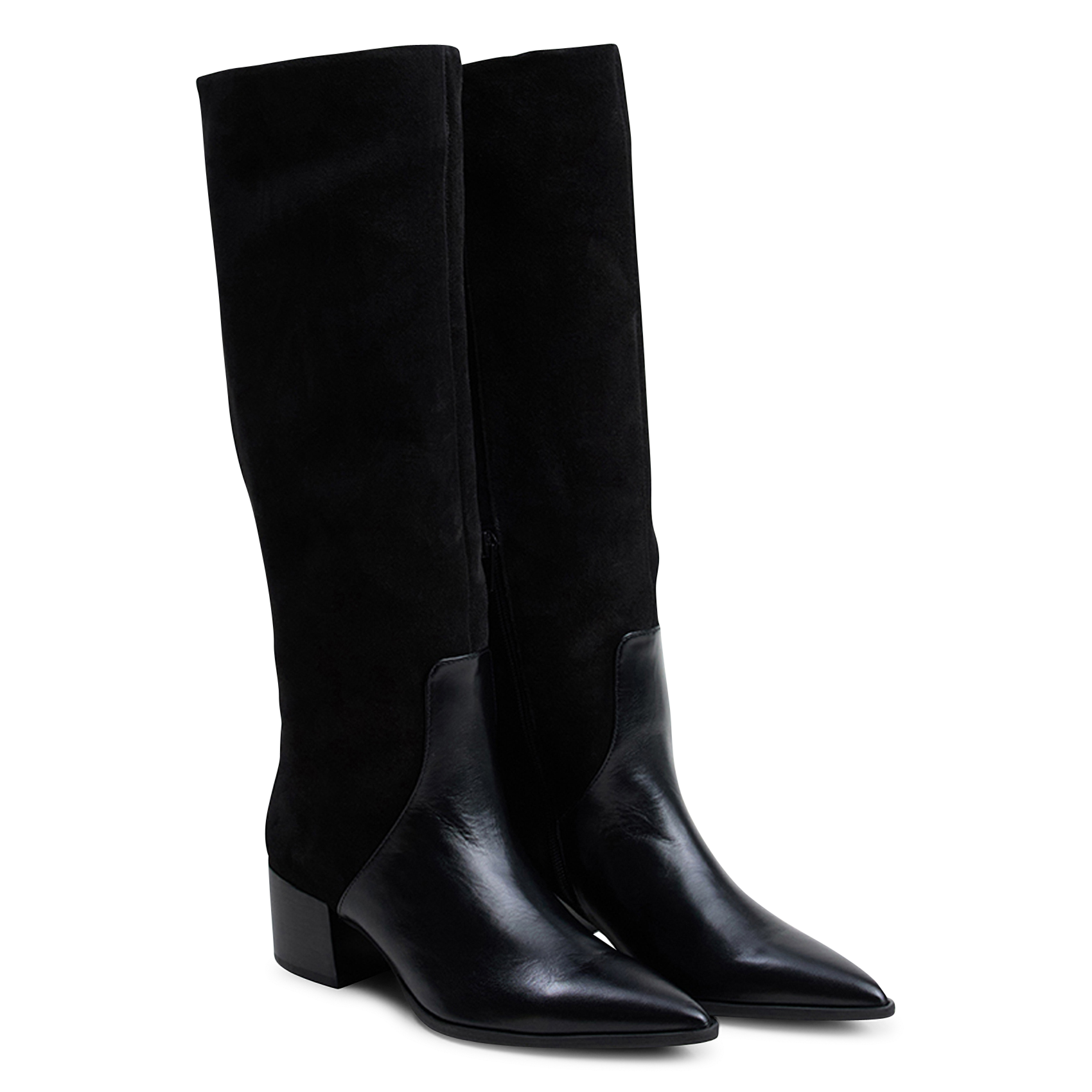 Dual-material leather ankle boots JONAK Black