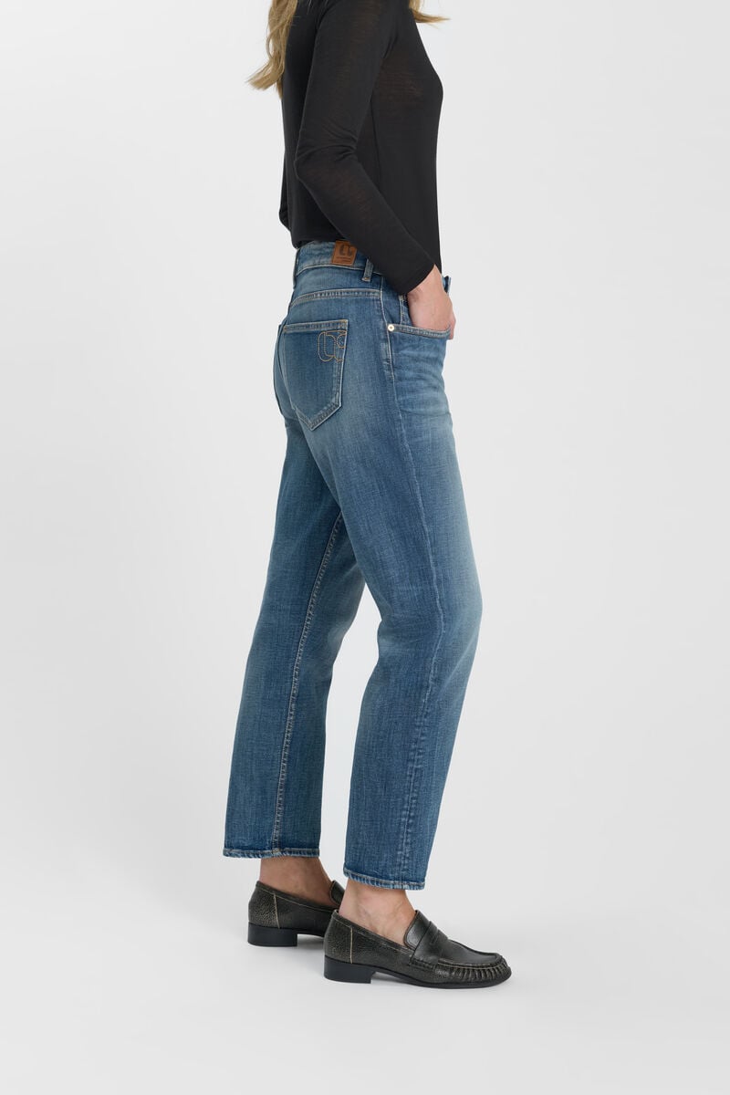 Loose, oversized girlfriend high-waisted jeans, length 34 LE TEMPS DES CERISES Blue