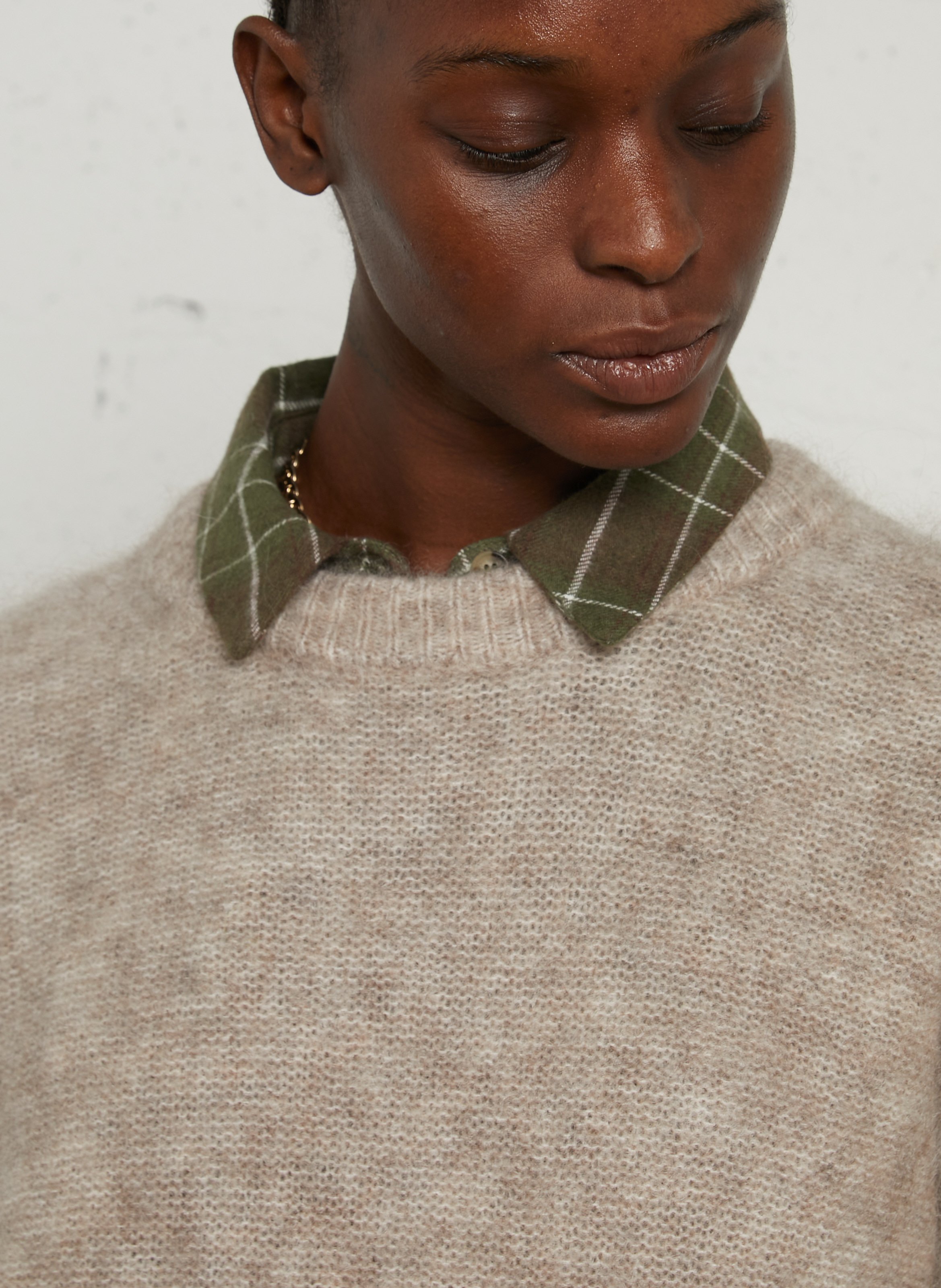 Rechte trui met ronde hals in een mix van mohair en wol JC SOPHIE Beige