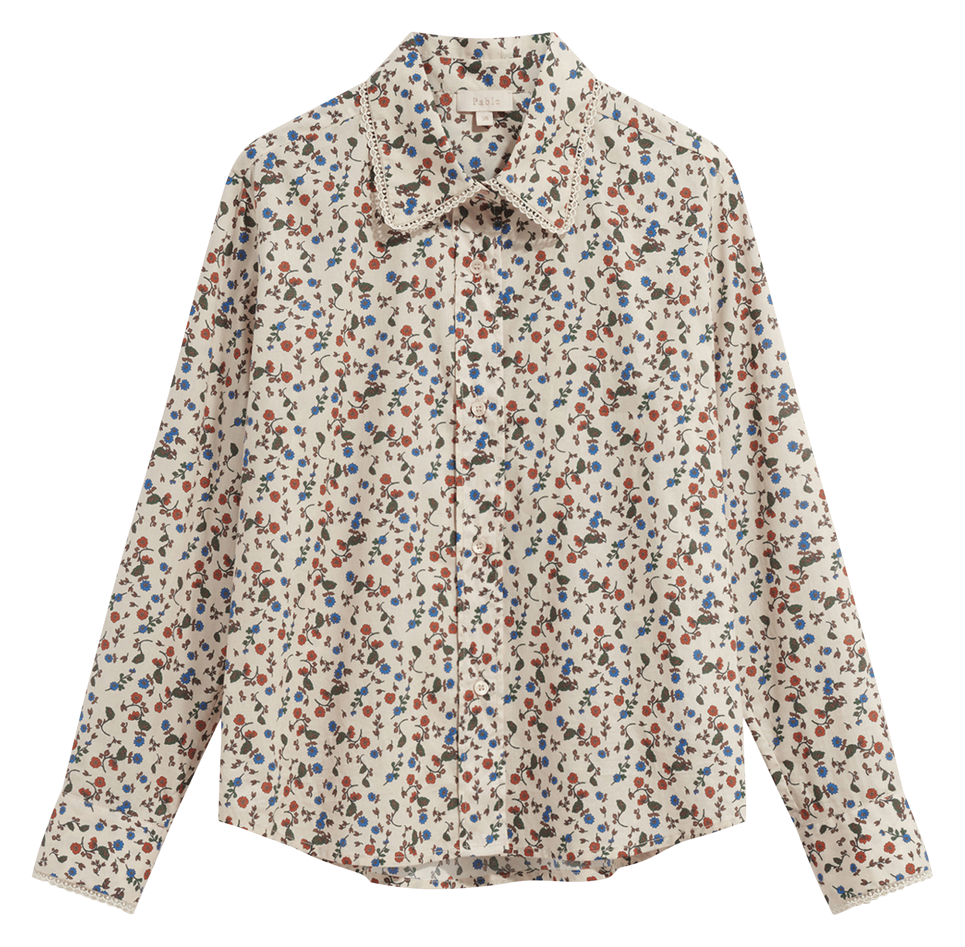 Gerade geschnittene Baumwollbluse PABLO Beige