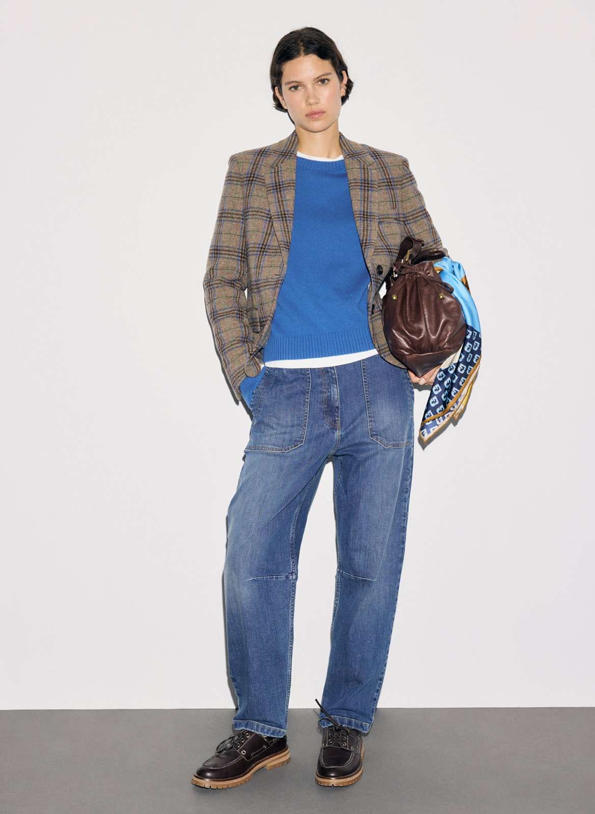 Straight tailored jacket with wool print GERARD DAREL Brown
