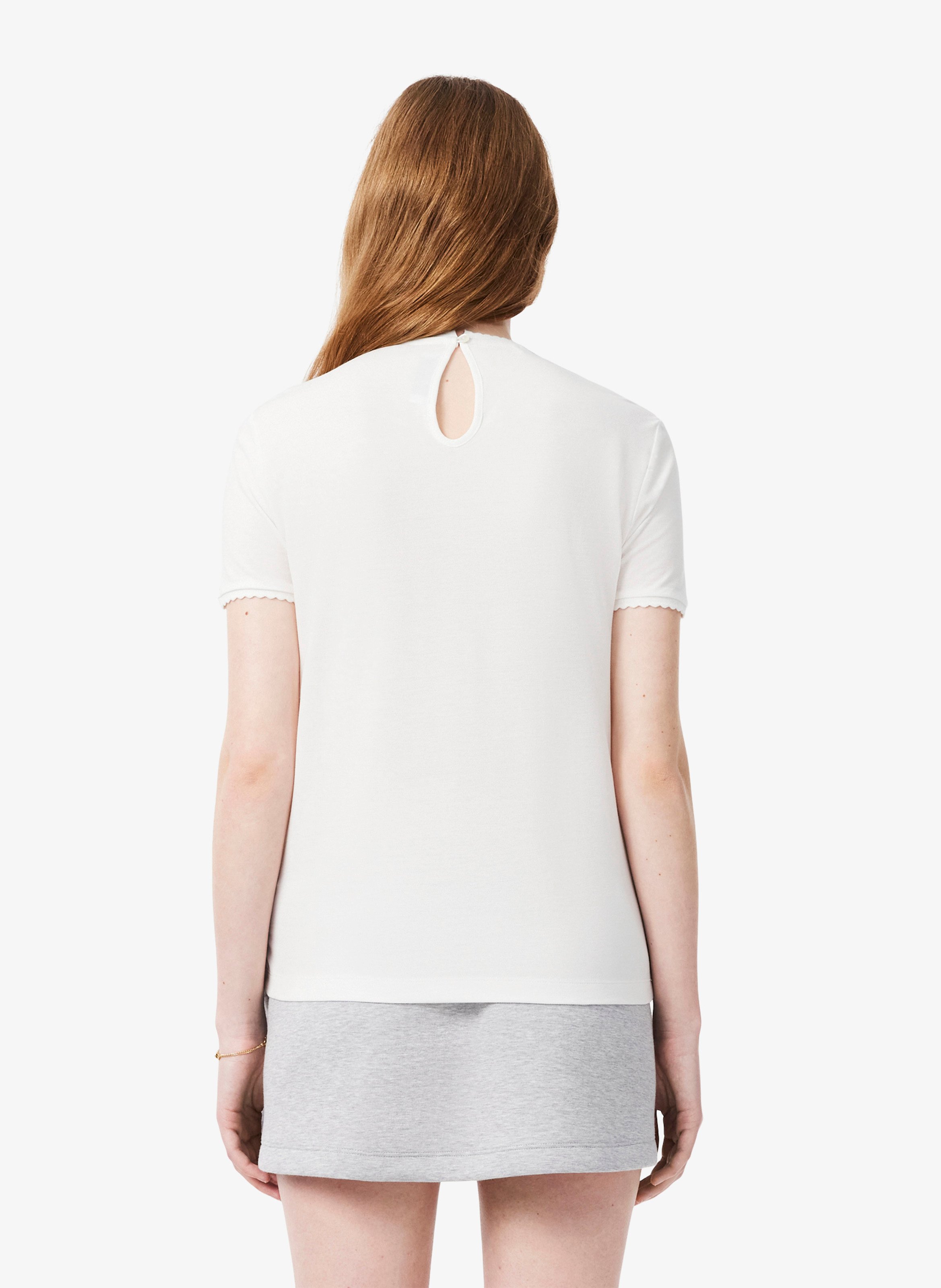 Gerader T-Shirt mit Rundhalsausschnitt und Wellenkante aus Baumwollmischung LACOSTE Grau