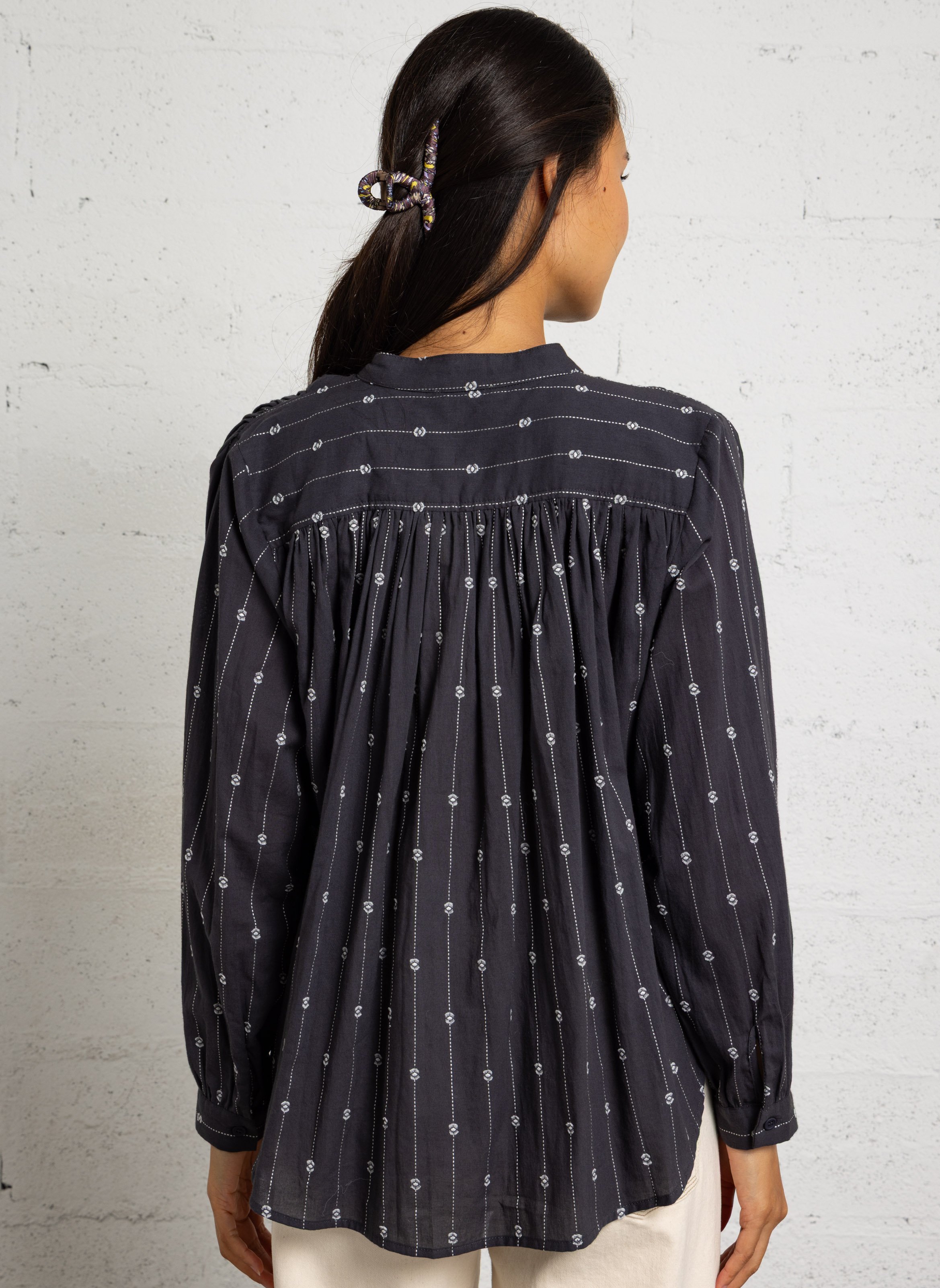 Chemise col rond en coton SEE U SOON Argent