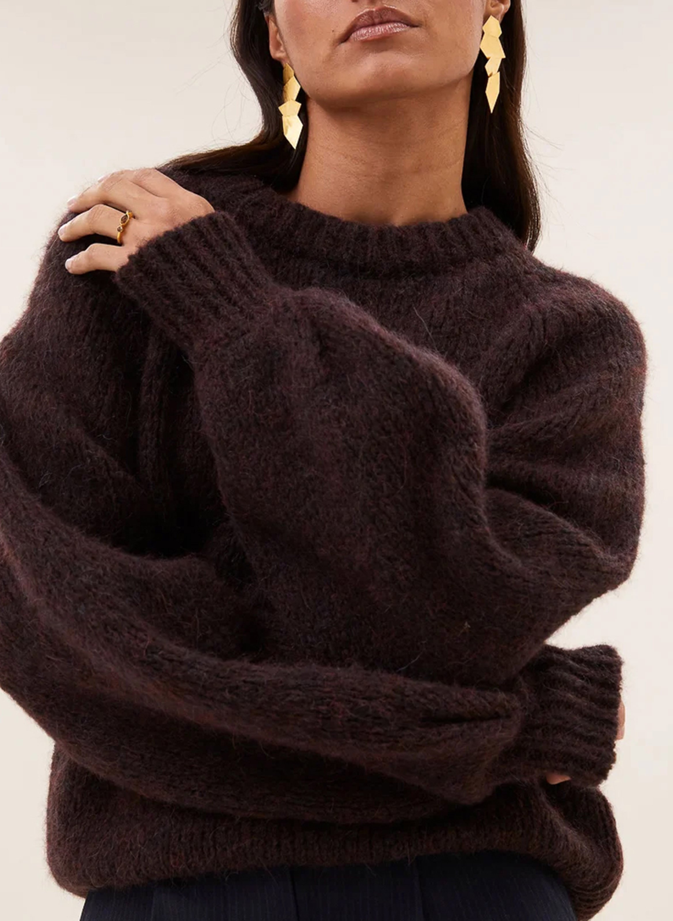 Oversized wool-blend sweater BY BAR Brown