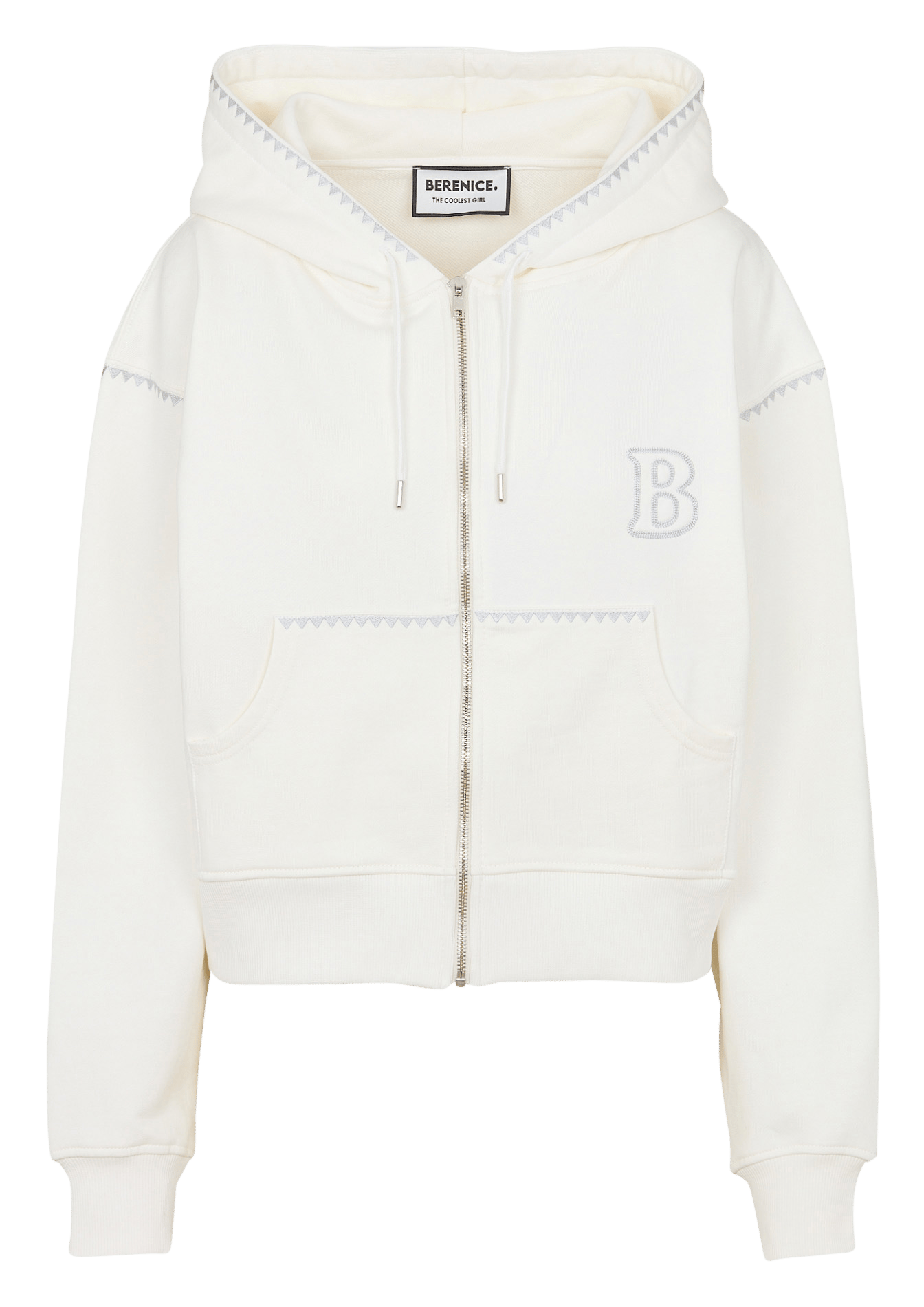 Embroidered cotton hoodie BERENICE White