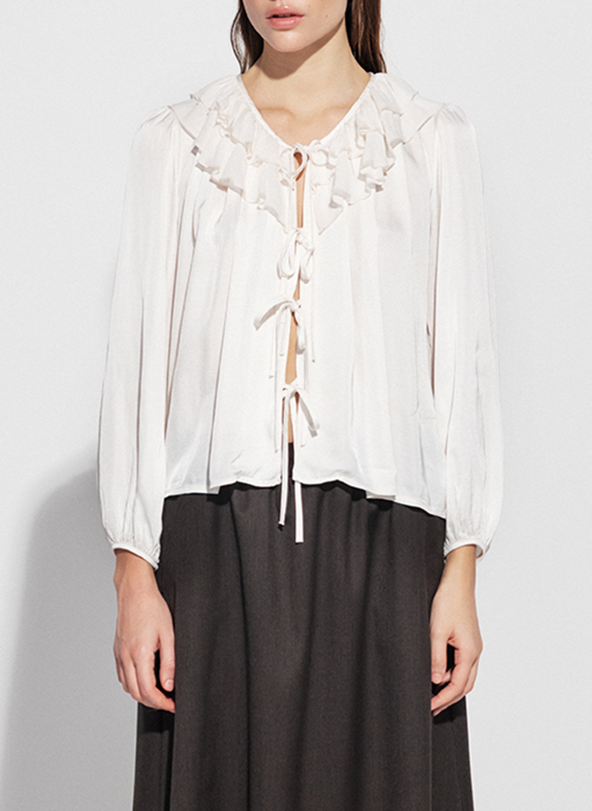 Loose-fit round-neck blouse PROJECT-AJ117 White