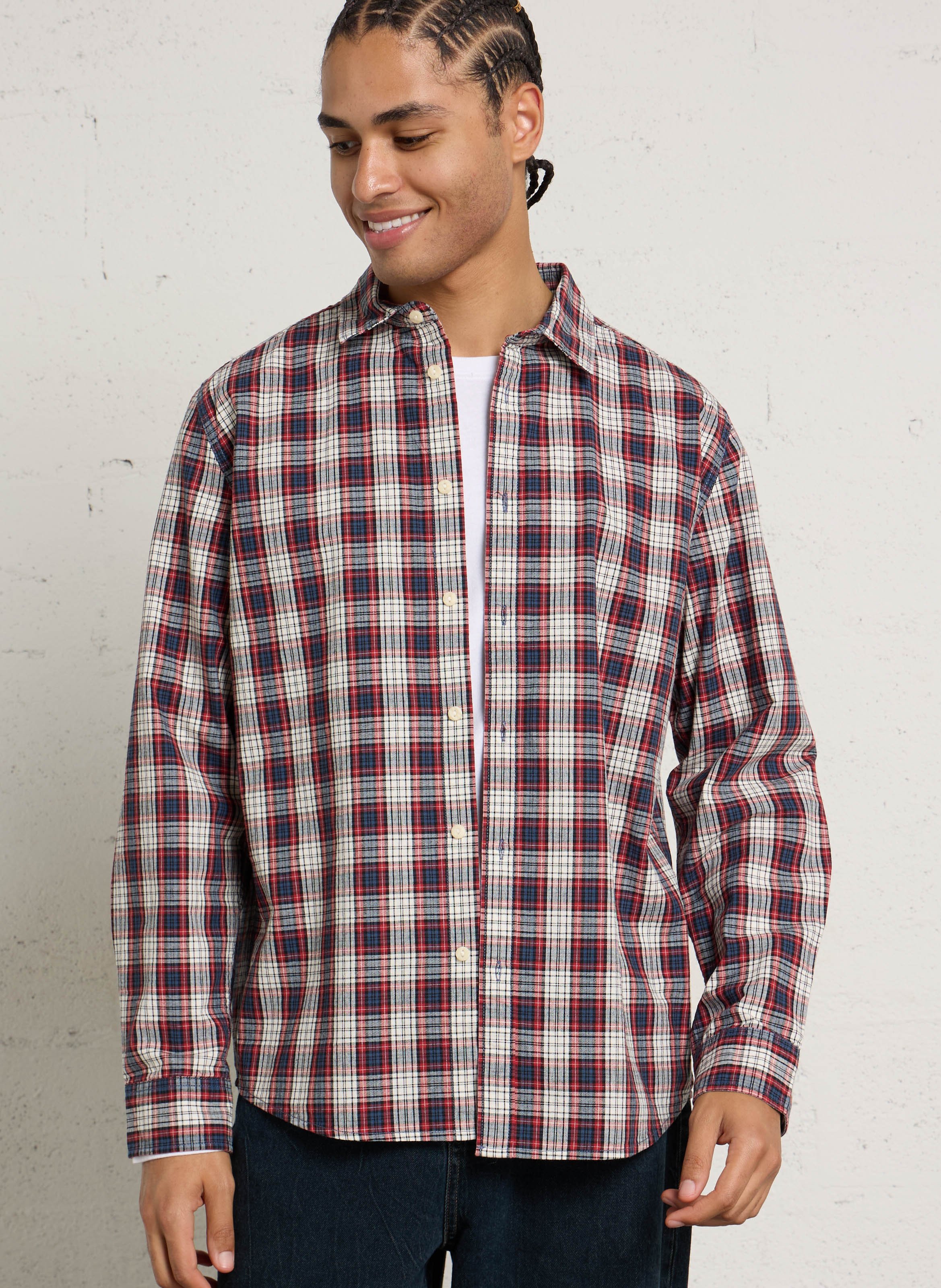 Straight cotton shirt PEPE JEANS Red