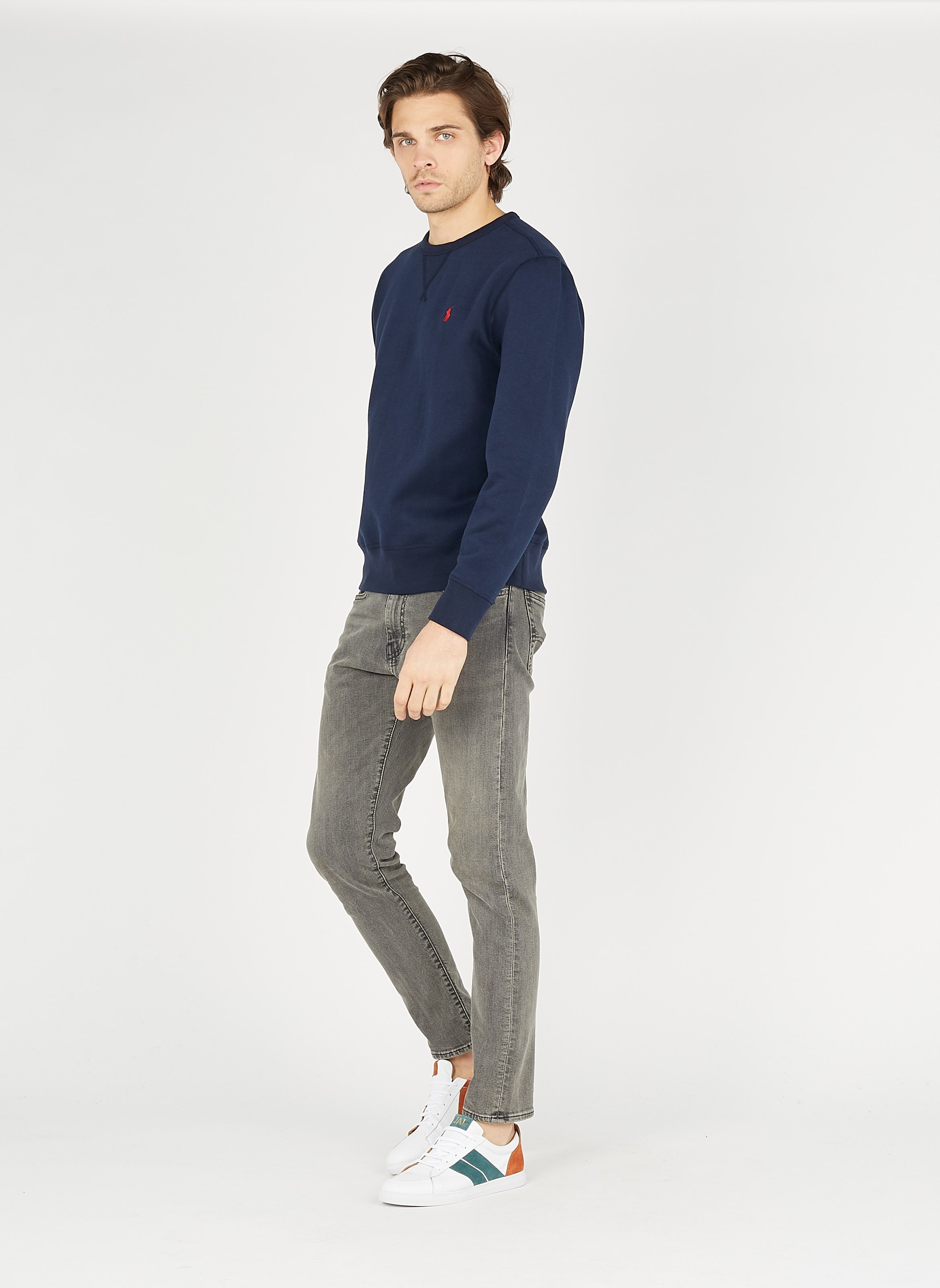 Sweat col rond regular-fit en coton molletonné avec Pony player POLO RALPH LAUREN Bleu