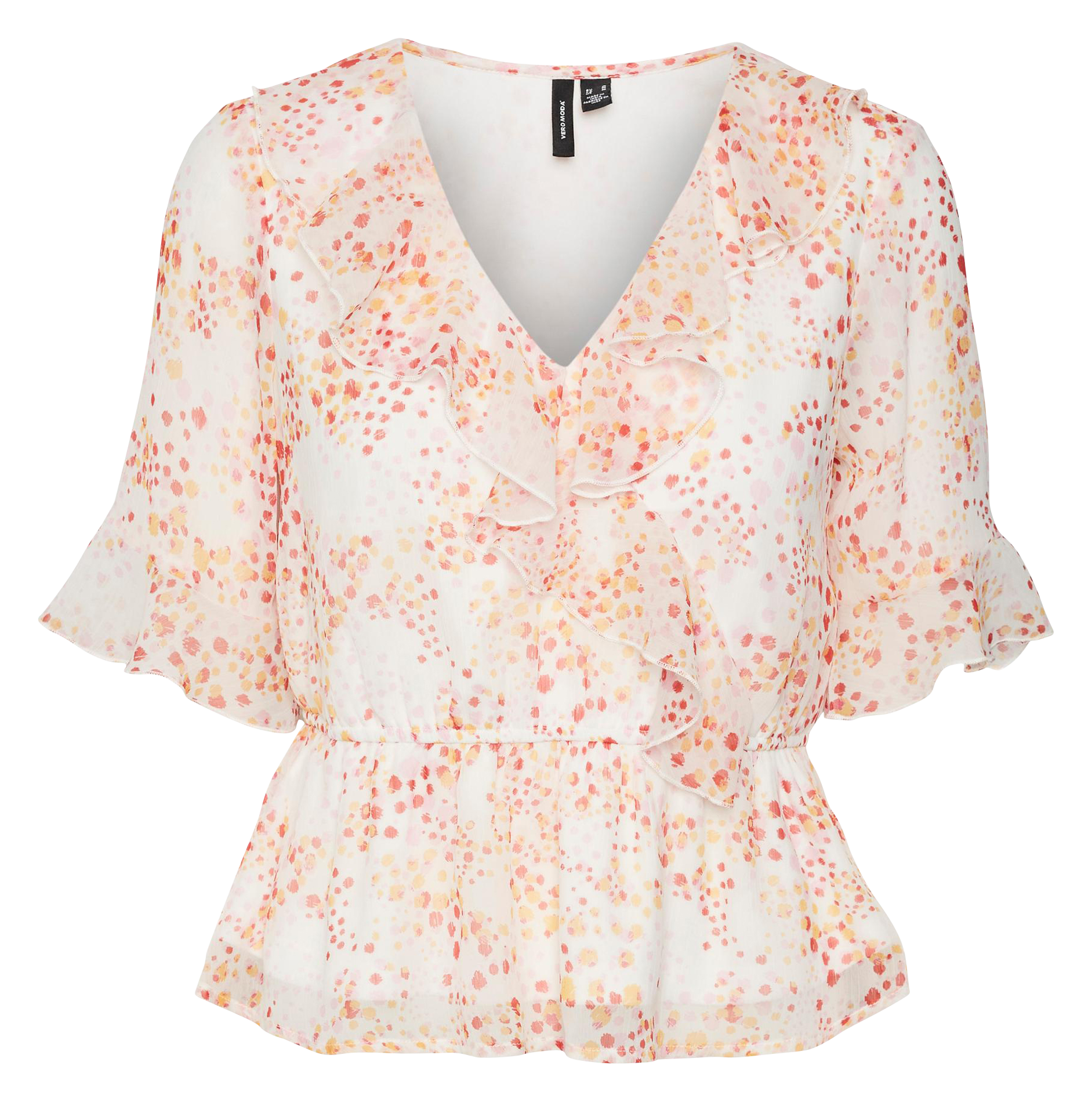 Printed V-neck blouse VERO MODA CURVE White