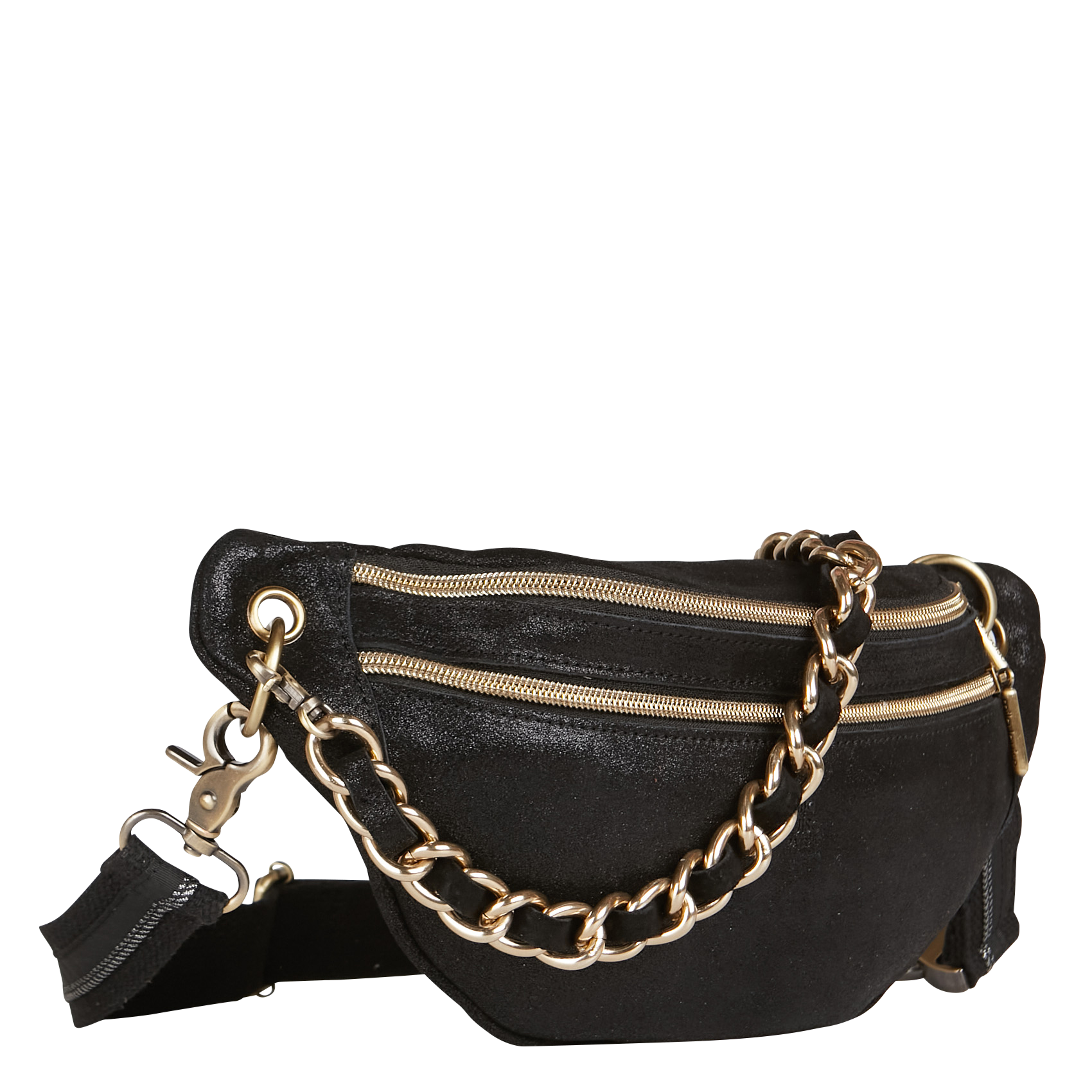 Sac porté épaule en cuir métallisé  MILA LOUISE Noir