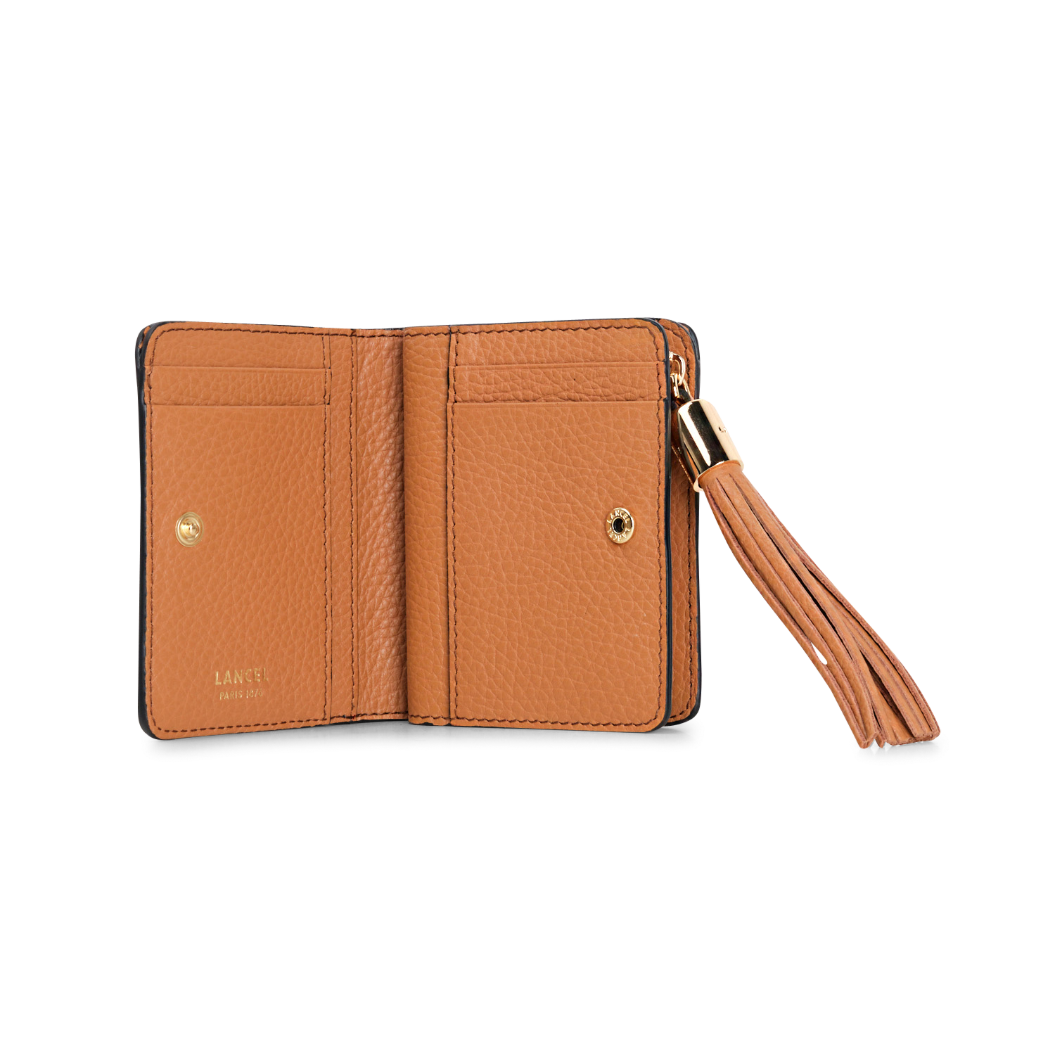 Portefeuille compact zippé en cuir  LANCEL Beige