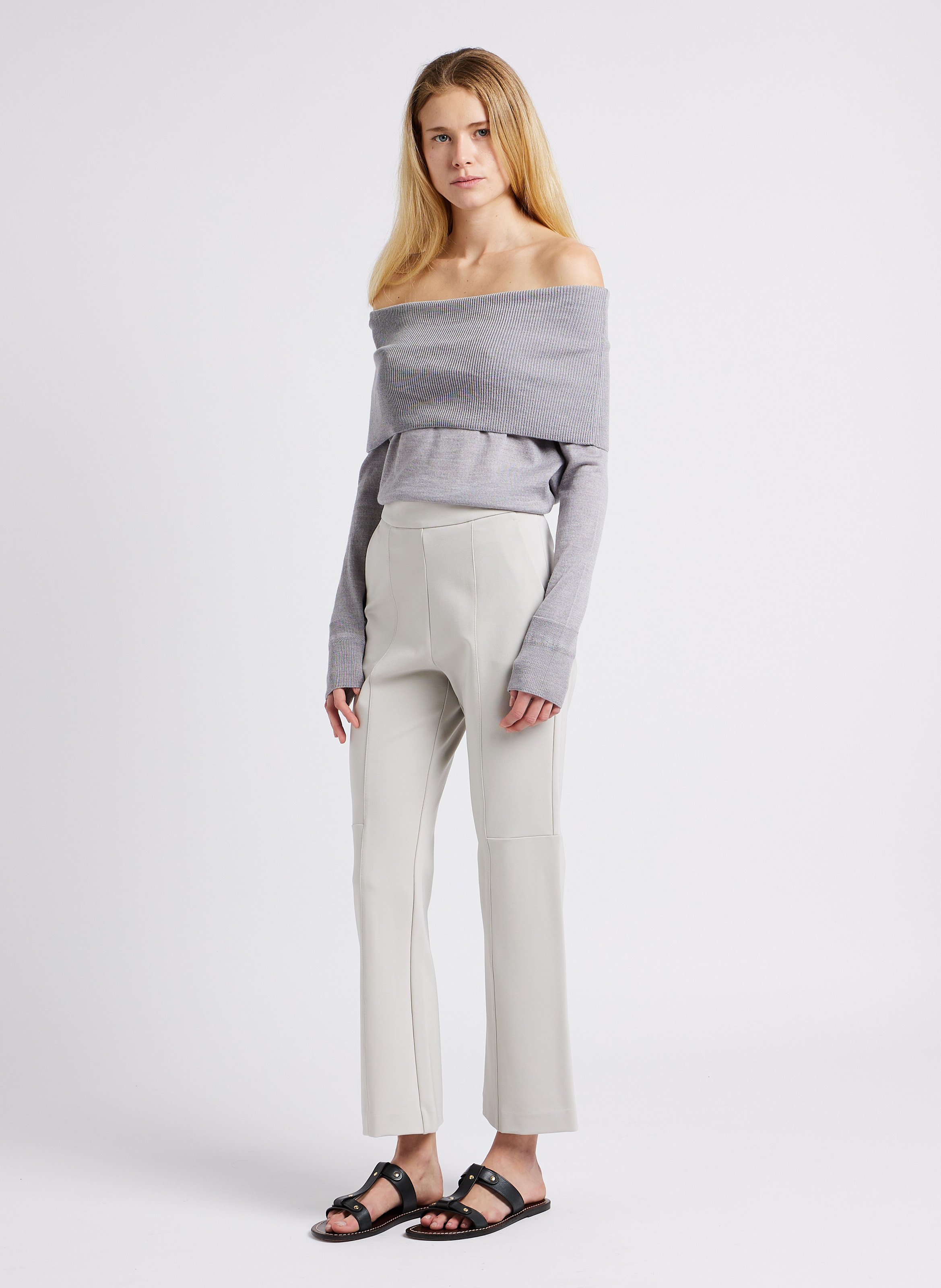 Front-pleated high-waist pants MAX MARA LEISURE Grey