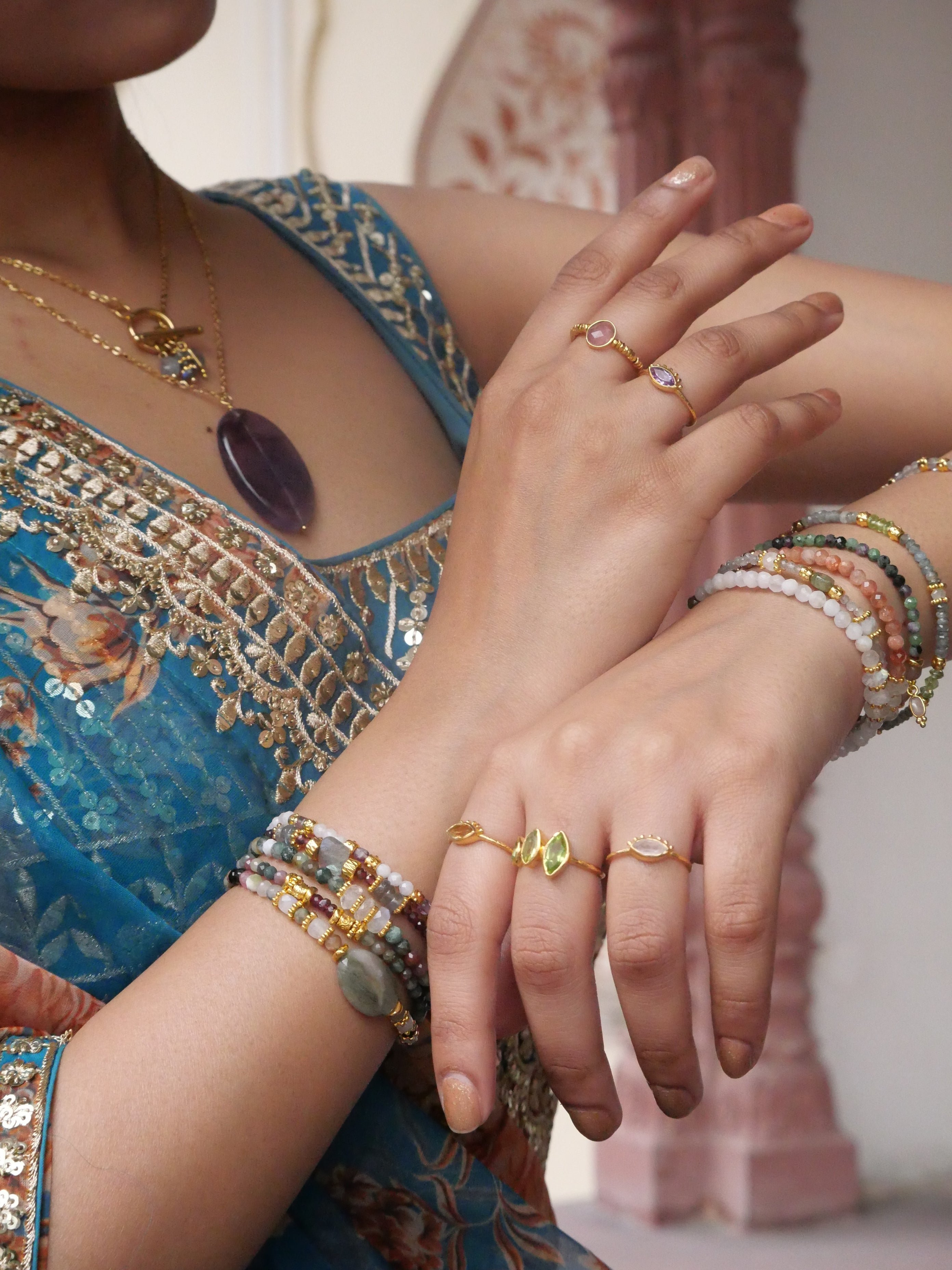 Pink tourmaline ring GINANDGER Blue