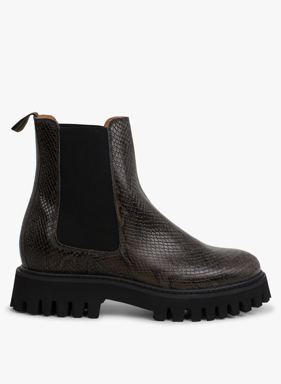 Boots En Cuir a Imprime Python Rotterdam Chelsea Kaki grey Schmoove Femme ROHDPY04 41 KAKI GREY Place des Tendances Suisse