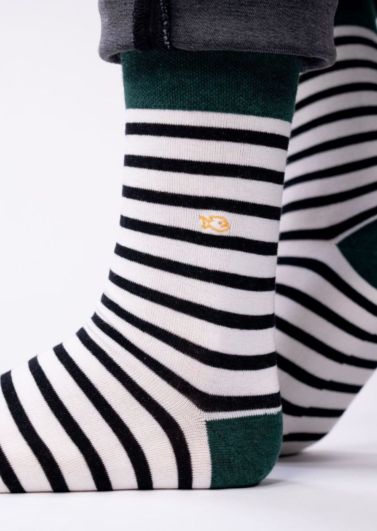 Combed cotton socks with wide stripes BILLYBELT Black