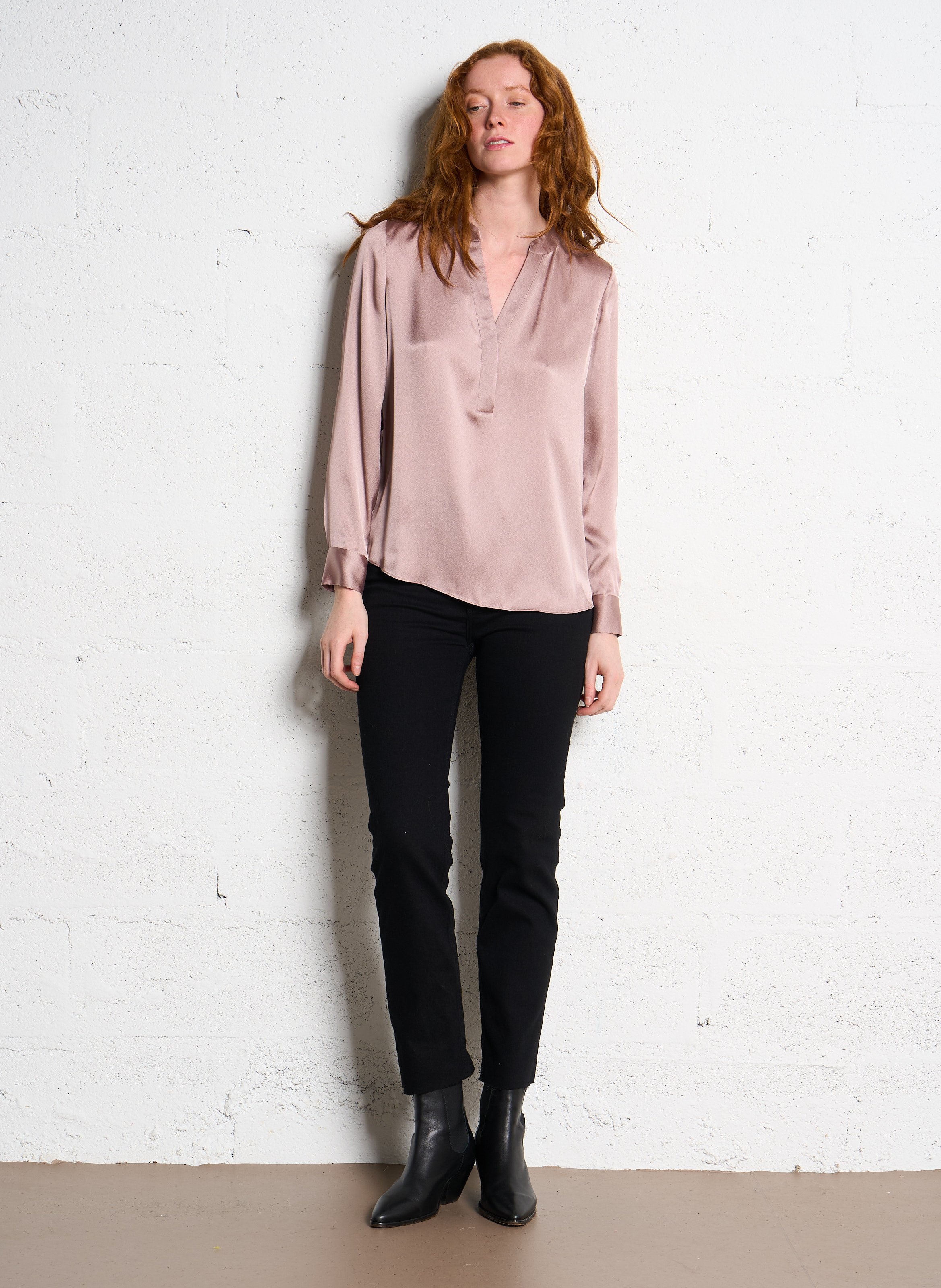 Tunisian collar blouse MAISON 123 Pink