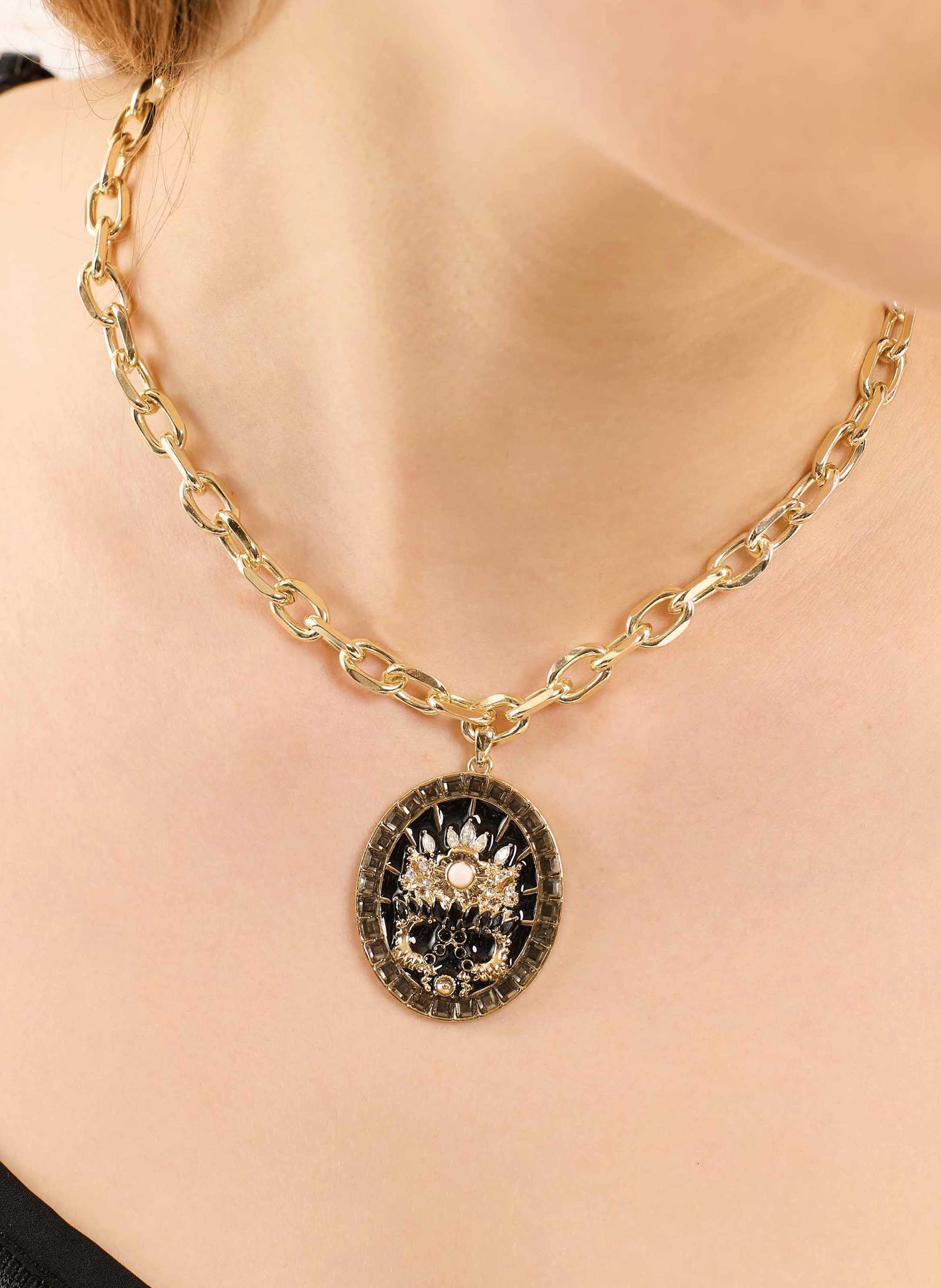 Chain necklace with central pendant HIPANEMA Black