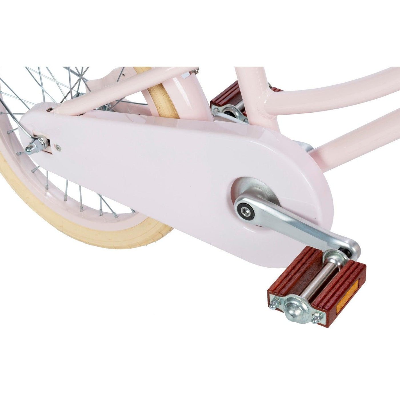 Classic cream steel bicycle pedals for 4-7 year olds exercise. Banwood Pink