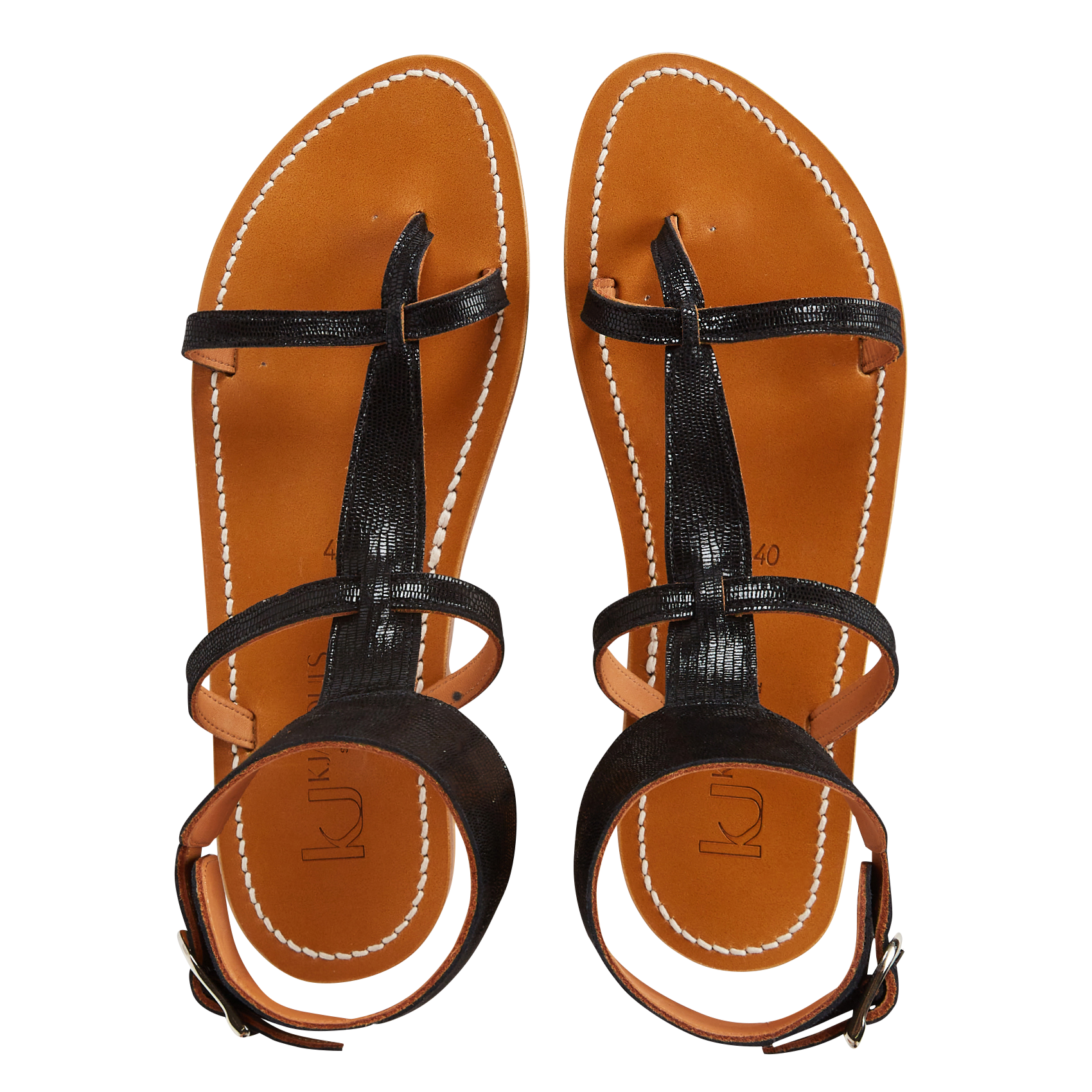 Aouda flat leather sandals K JACQUES Black