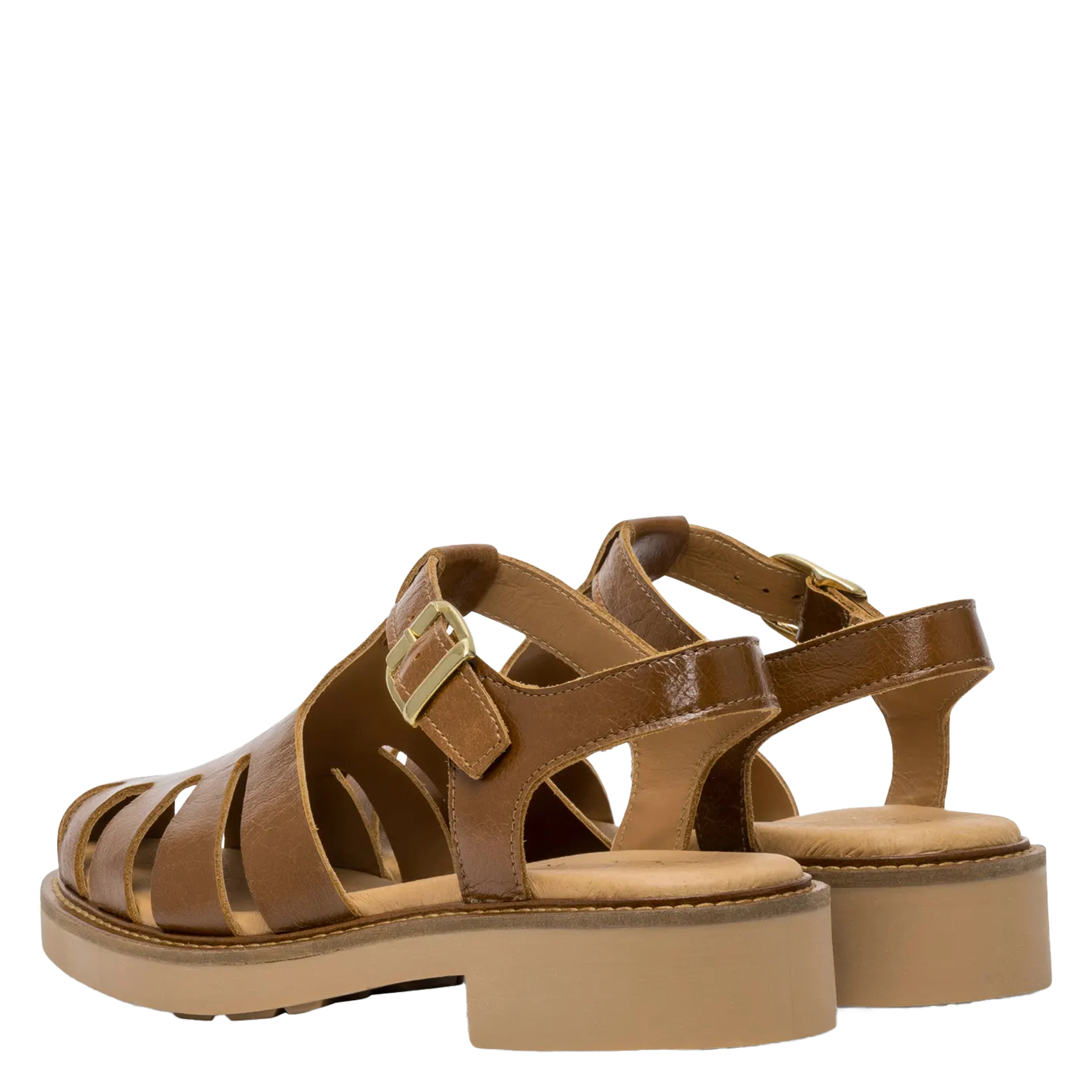 Flache Ledersandalen mit runder Spitze BOCAGE Braun